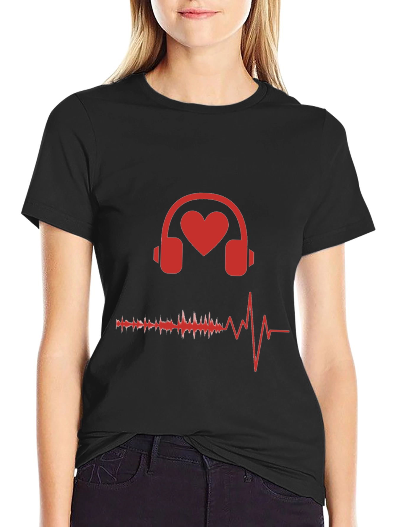 Heart Headphones Graphic Tee - Music Lover Shirt