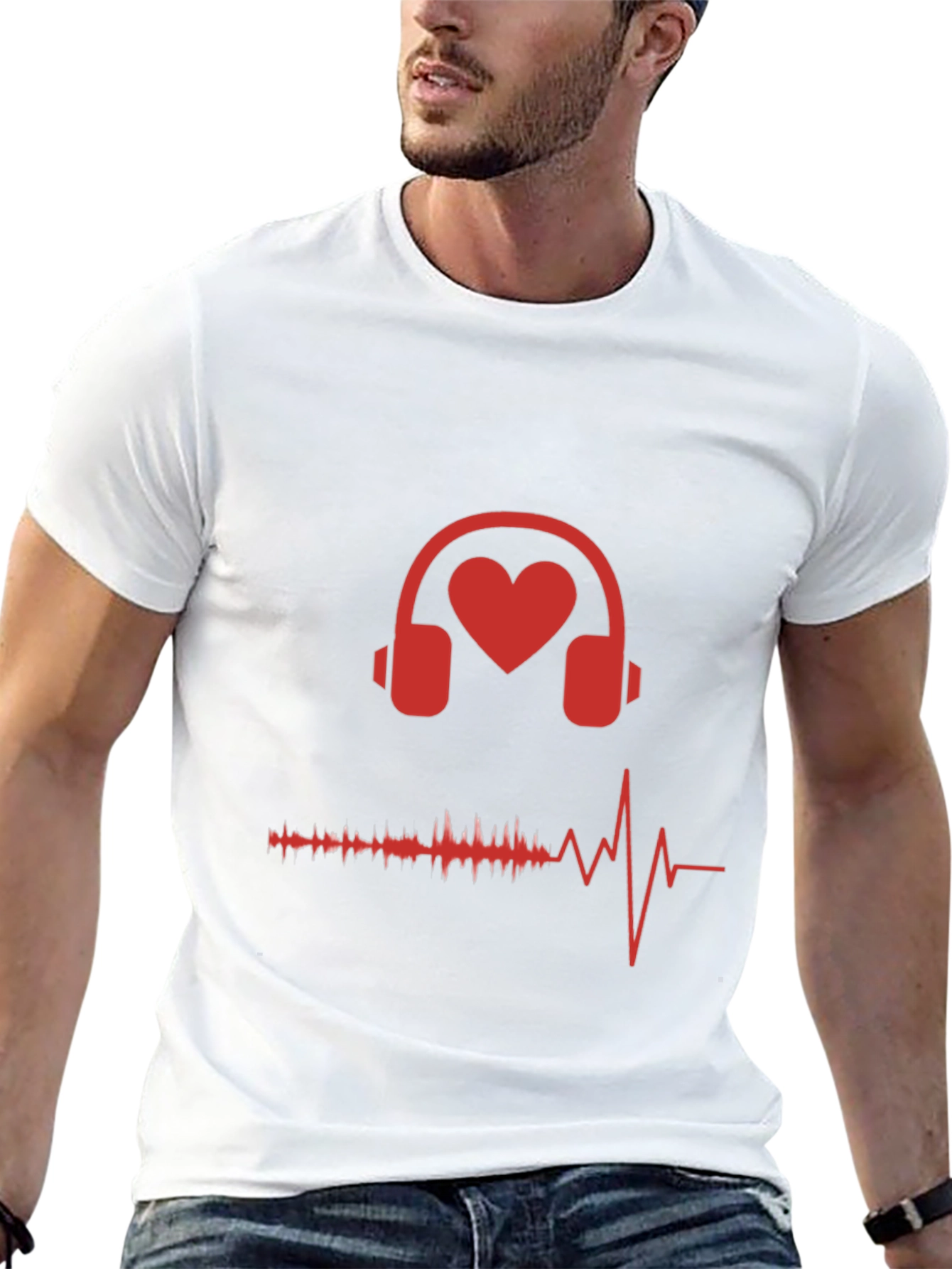 Heart Headphones Graphic Tee - Music Lover Shirt