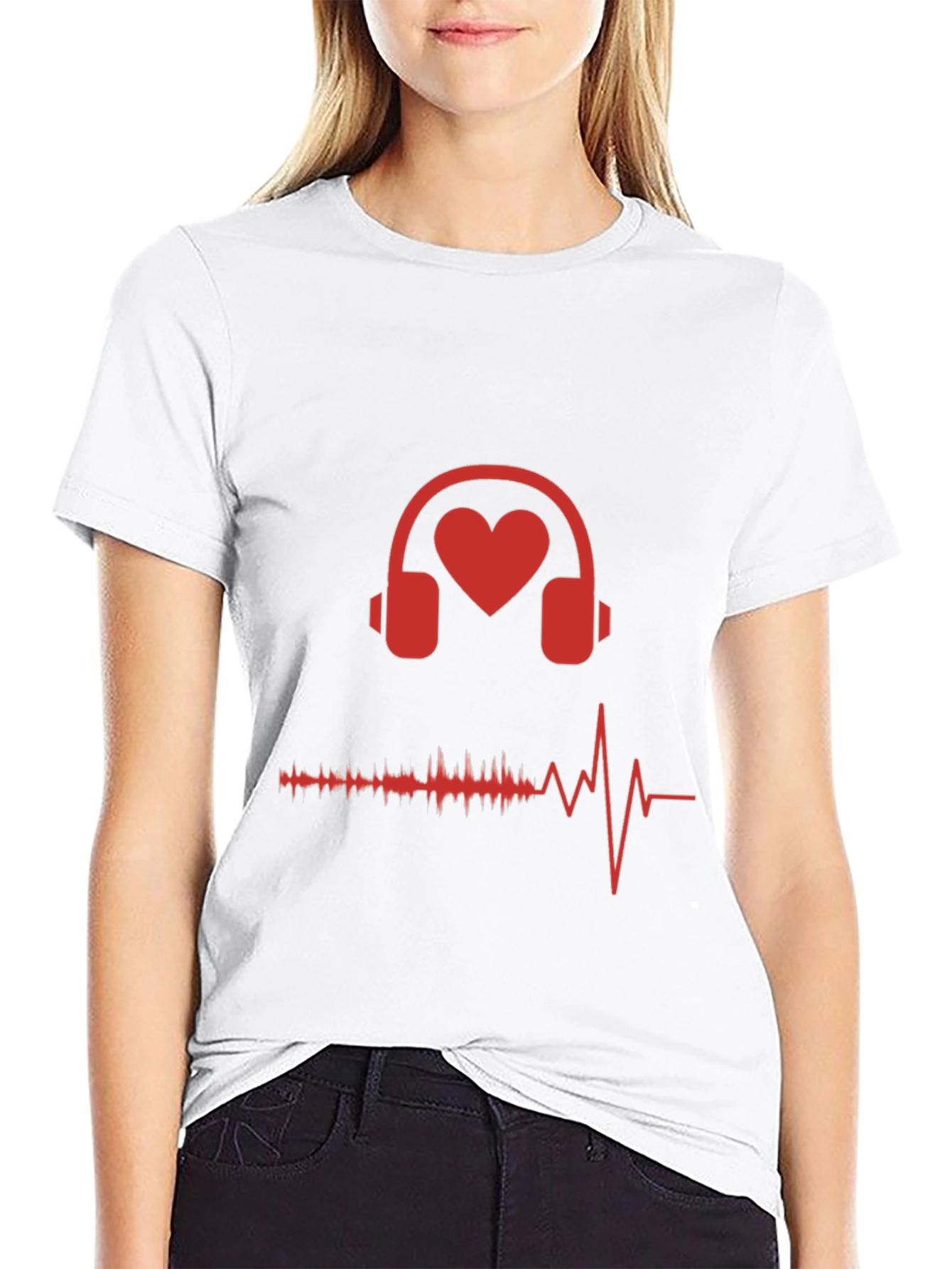 Heart Headphones Graphic Tee - Music Lover Shirt