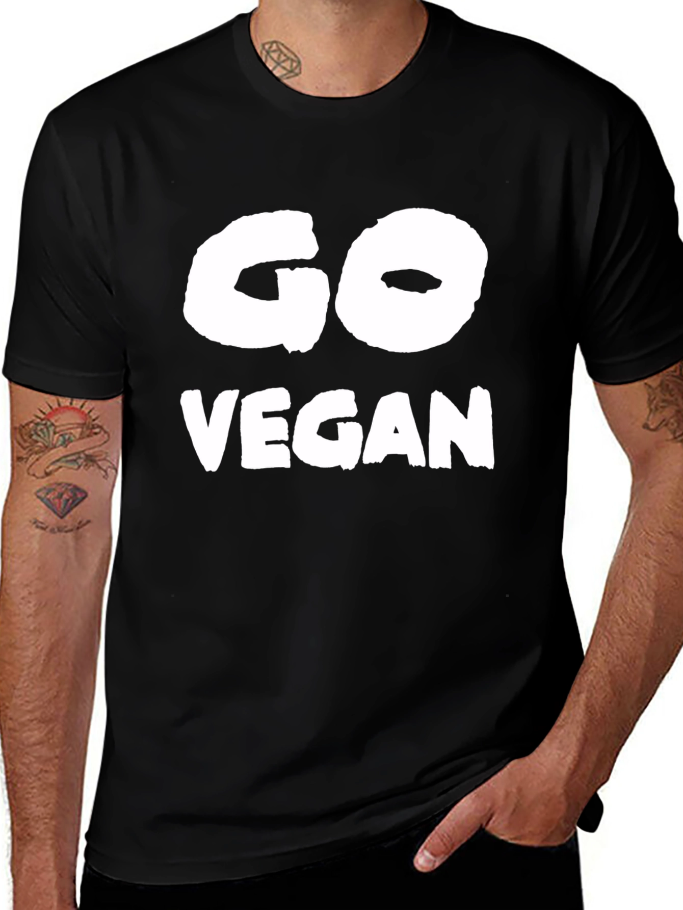 Go Vegan Tee - Black Graphic T-Shirt