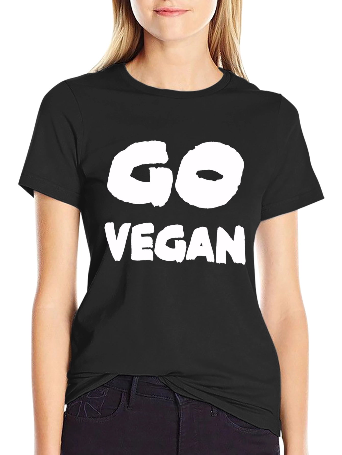 Go Vegan Tee - Black Graphic T-Shirt