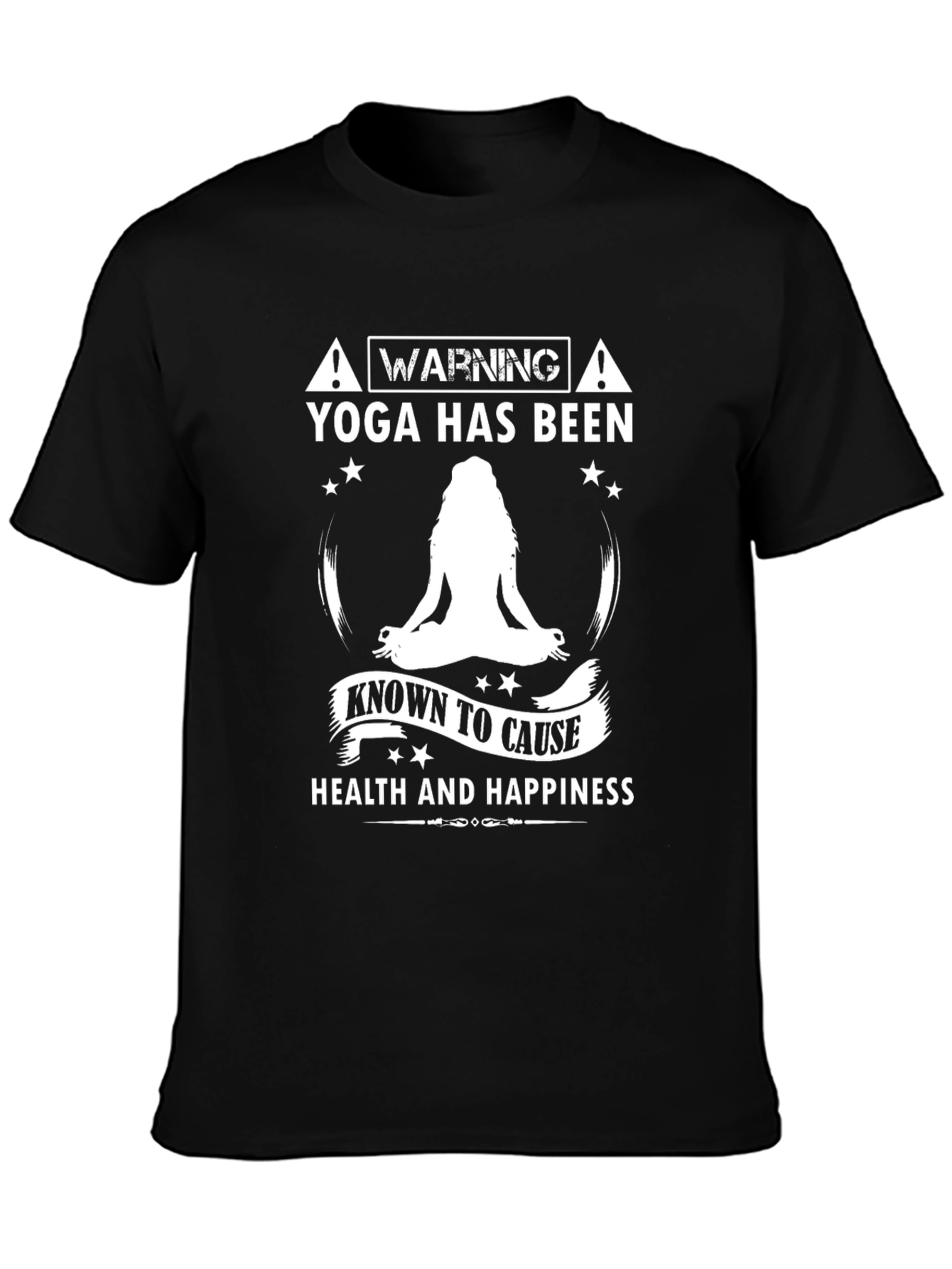 Yoga Health and Happiness Black T-Shirt