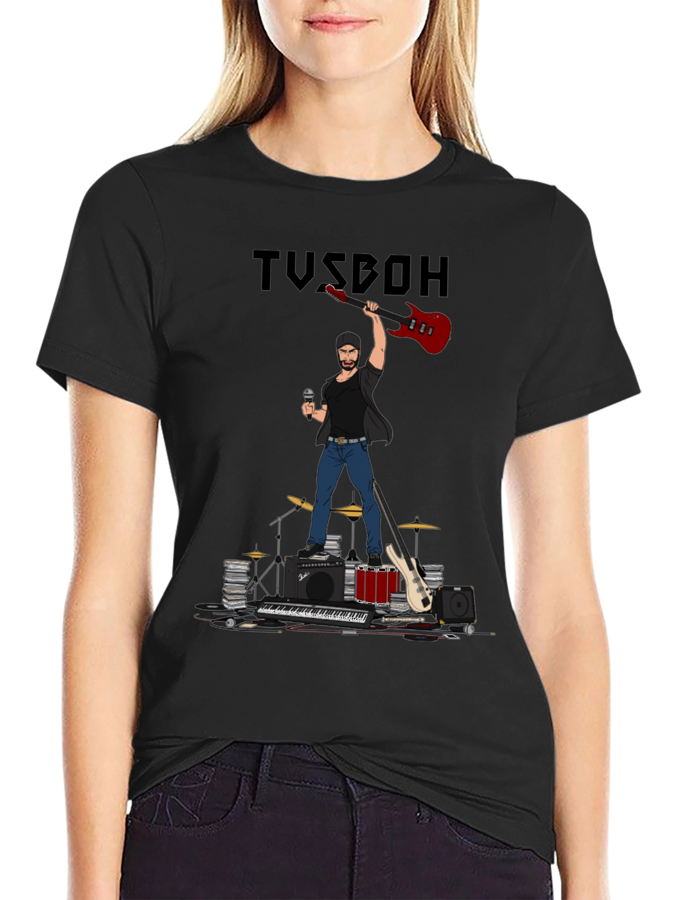 Musician Cartoon Graphic T-Shirt
