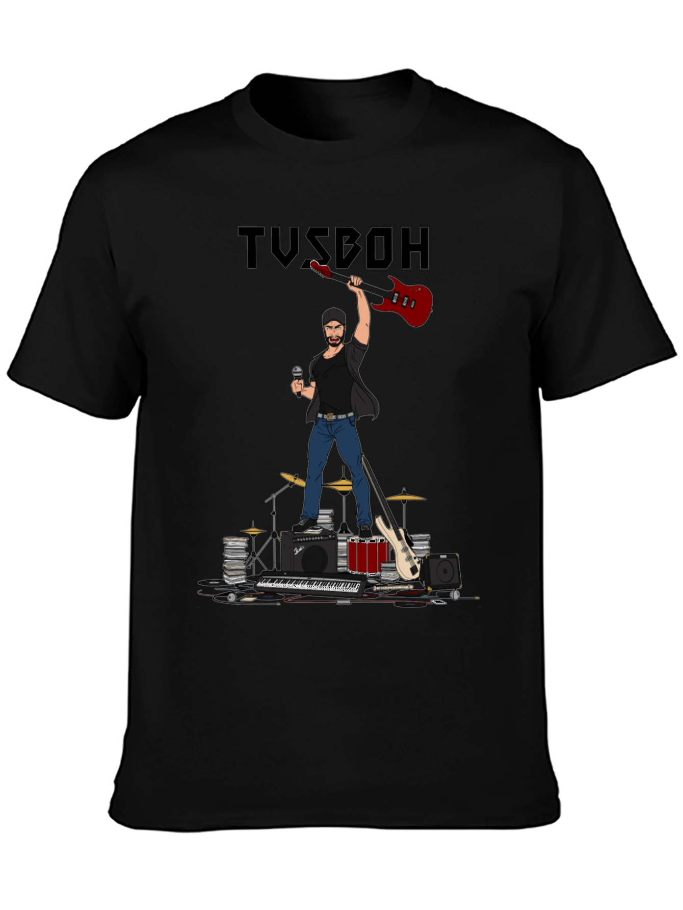 Musician Cartoon Graphic T-Shirt