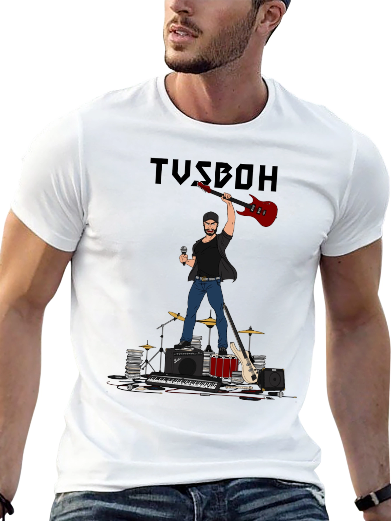 Musician Cartoon Graphic T-Shirt