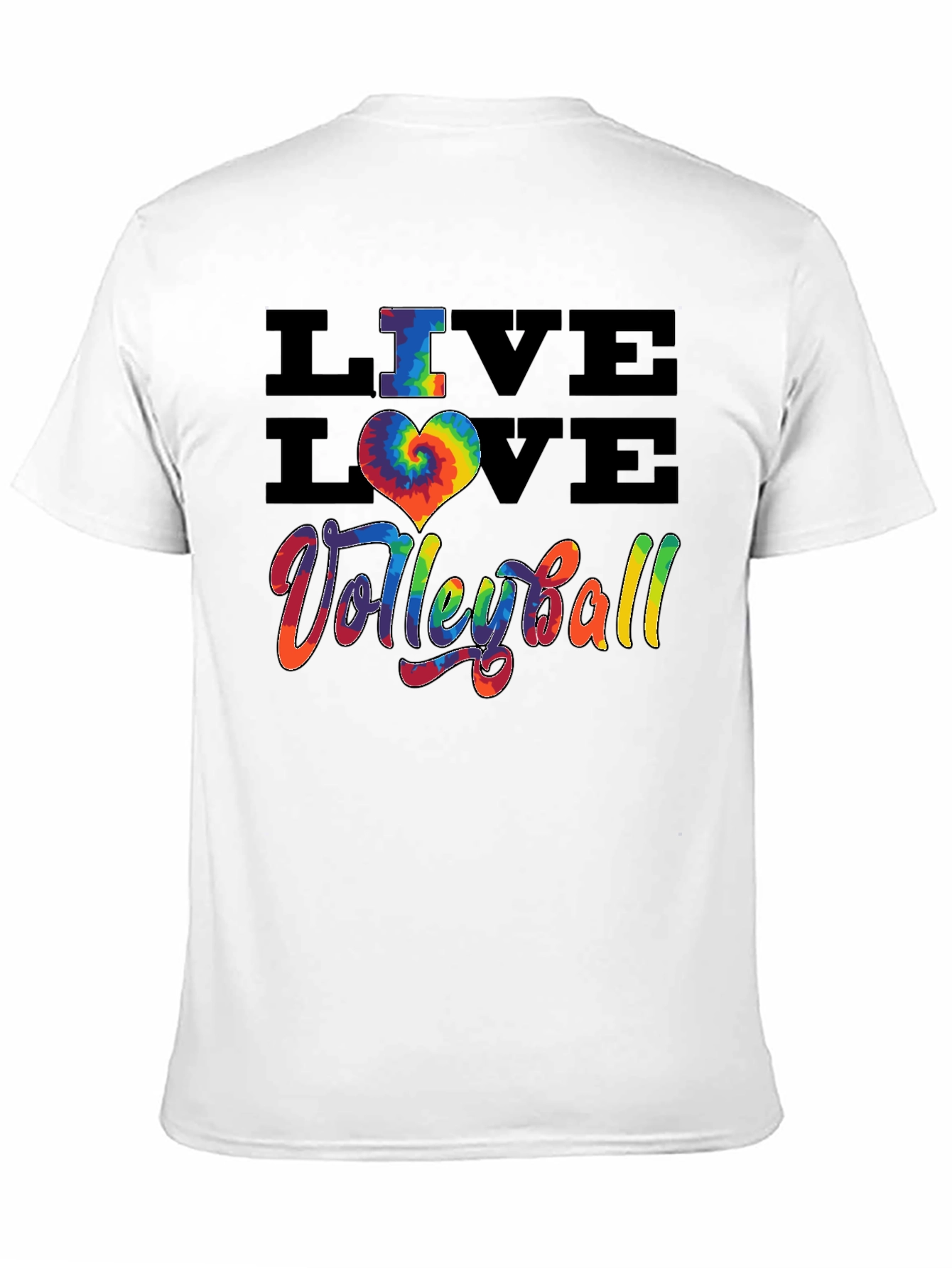 Live Love Volleyball Graphic Tee - Rainbow Tie Dye