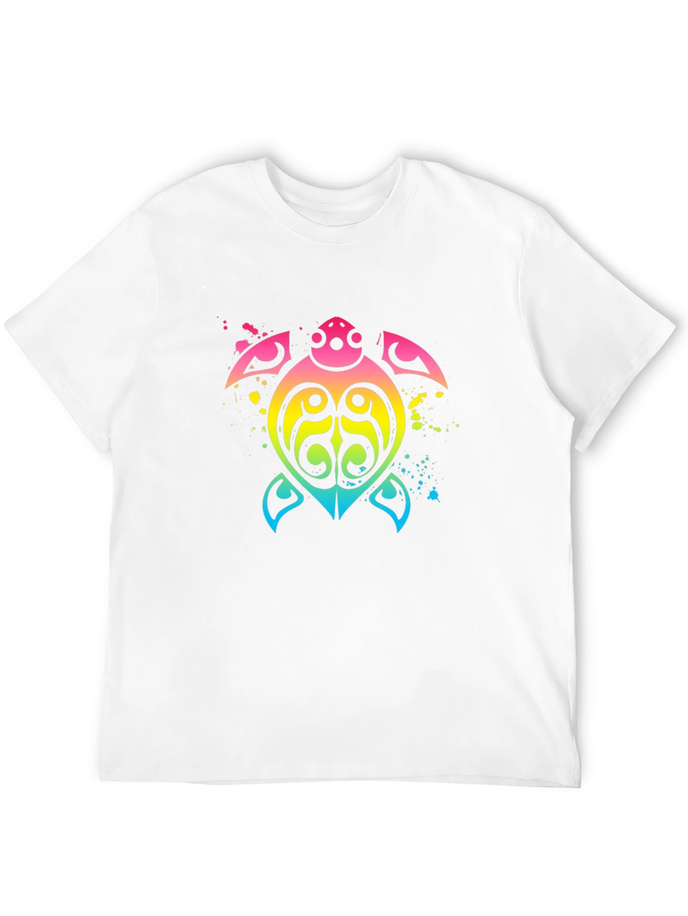 Rainbow Tribal Turtle Black T-Shirt