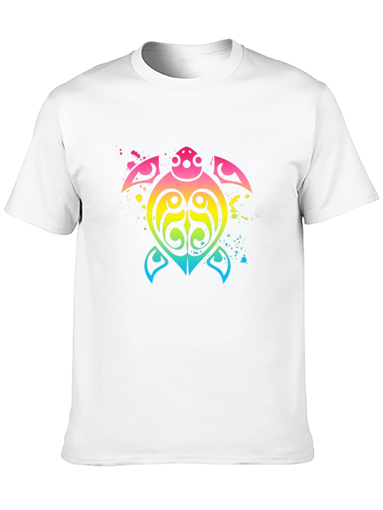 Rainbow Tribal Turtle Black T-Shirt