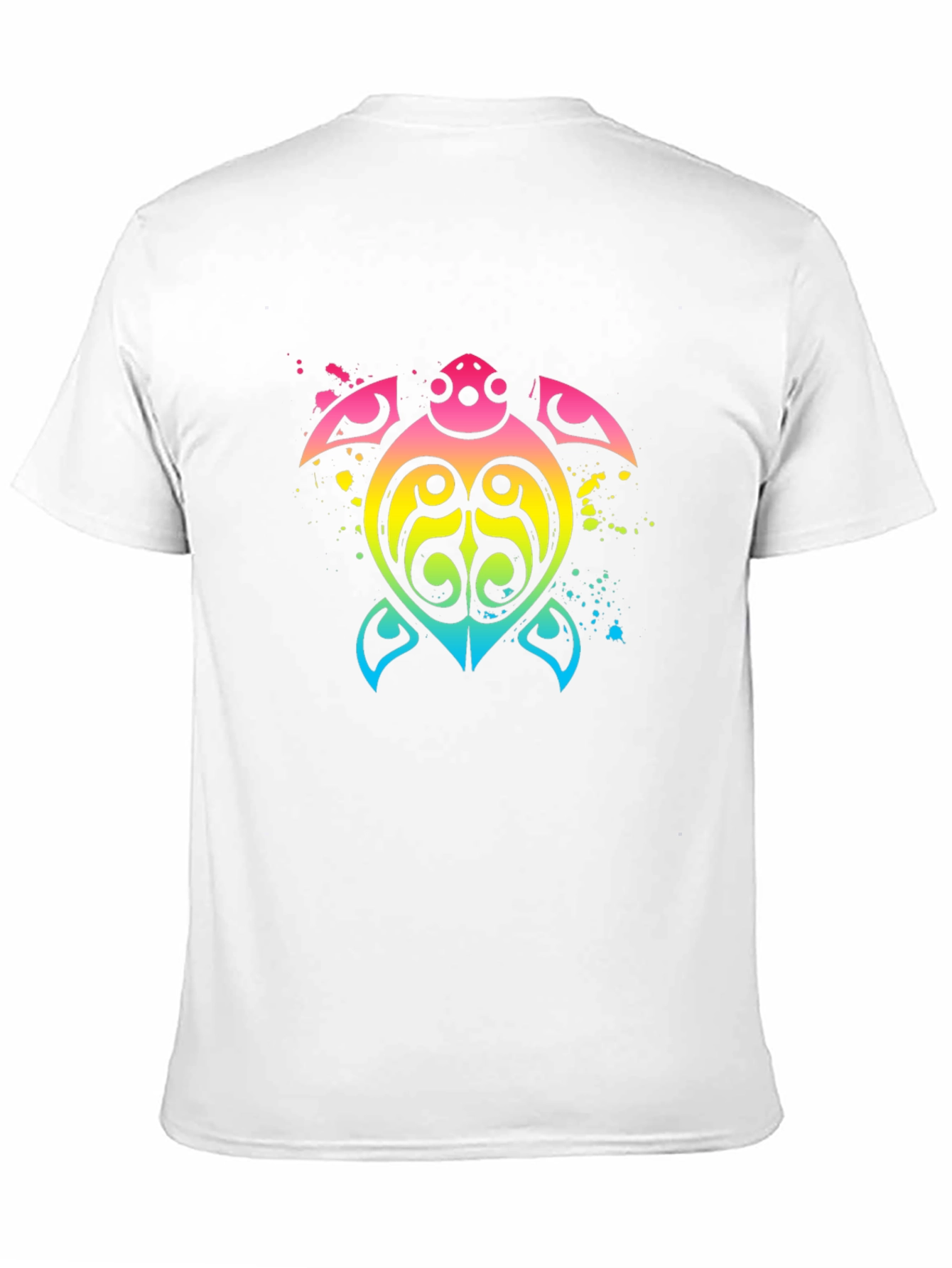 Rainbow Tribal Turtle Black T-Shirt
