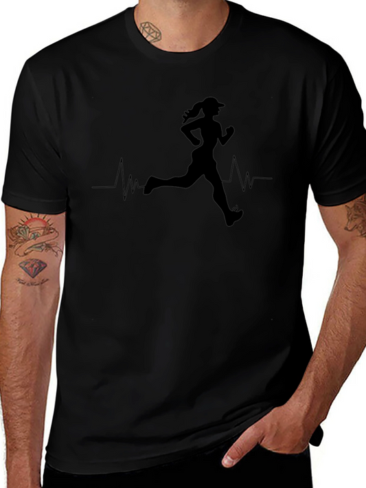 Running Heartbeat Black T-Shirt