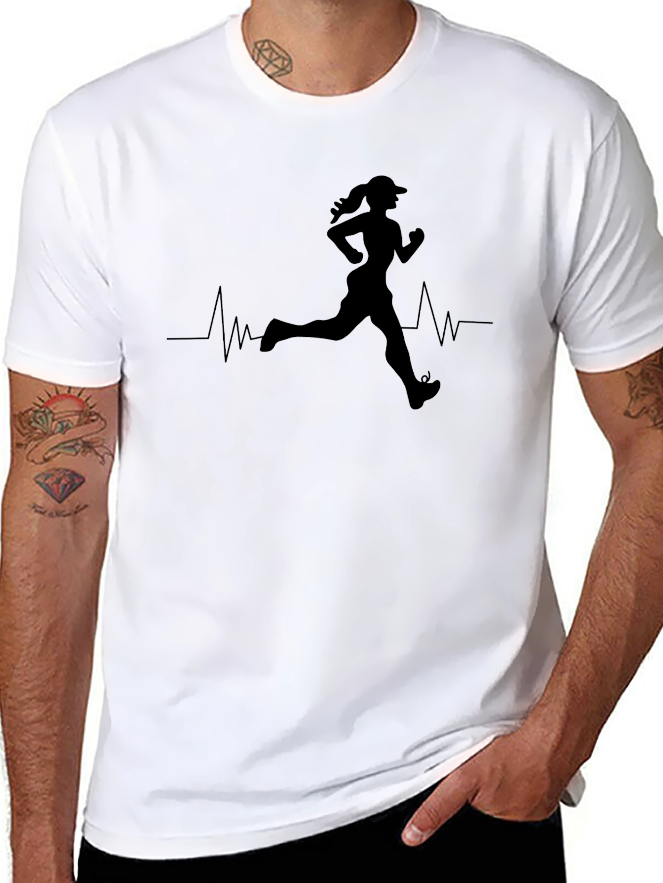 Running Heartbeat Black T-Shirt