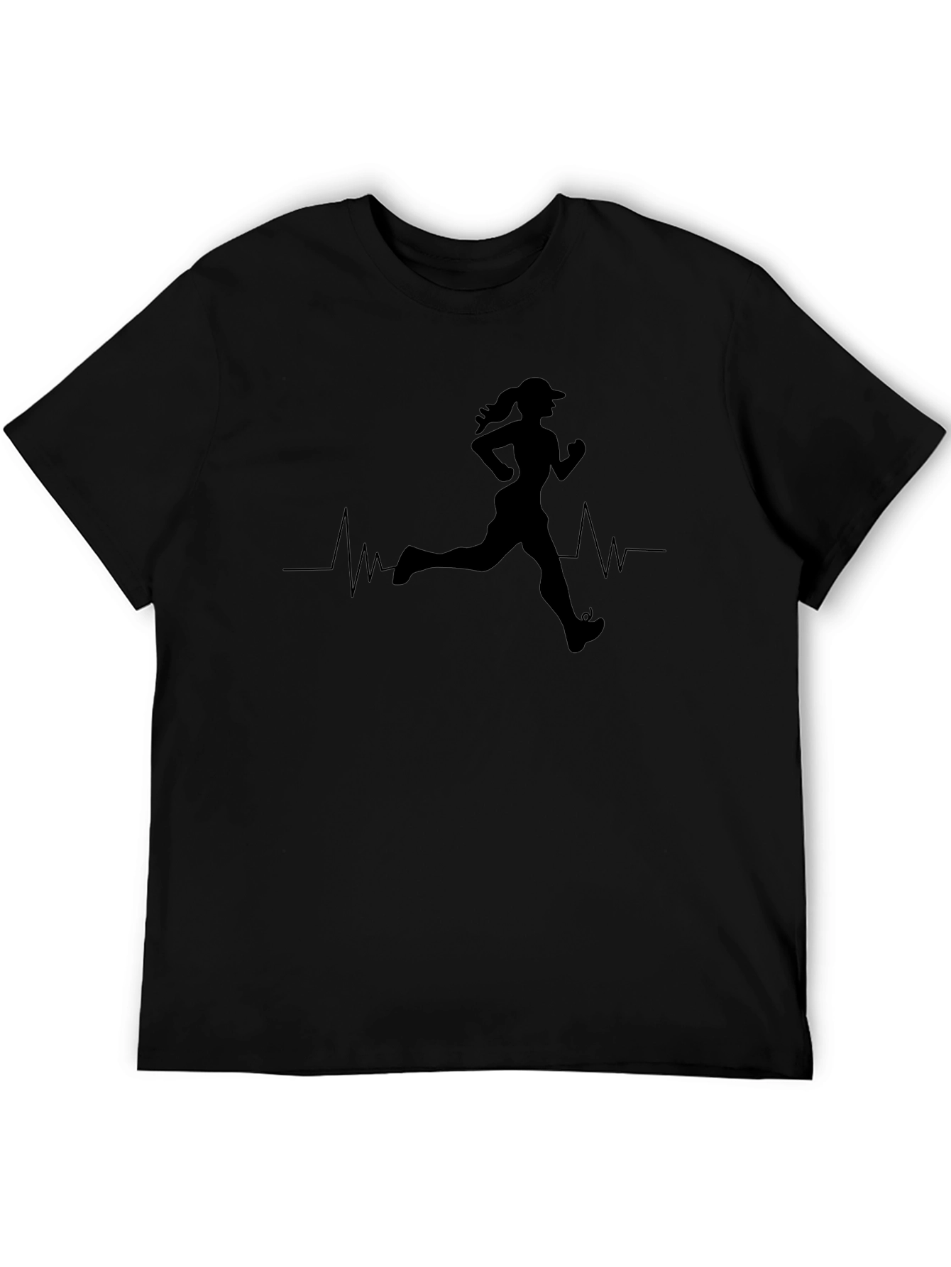 Running Heartbeat Black T-Shirt