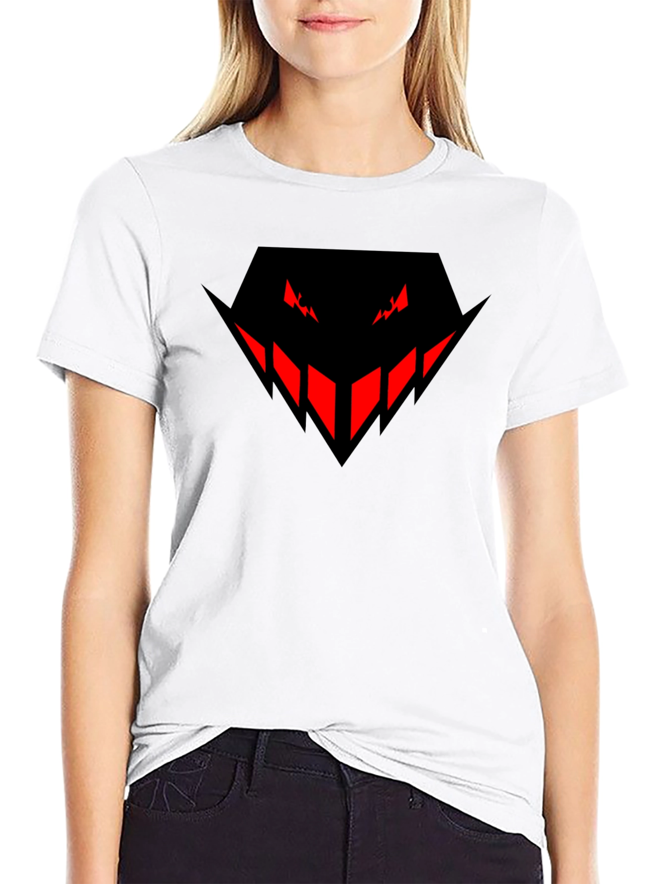 Mens Black T-Shirt with Red Evil Face Design