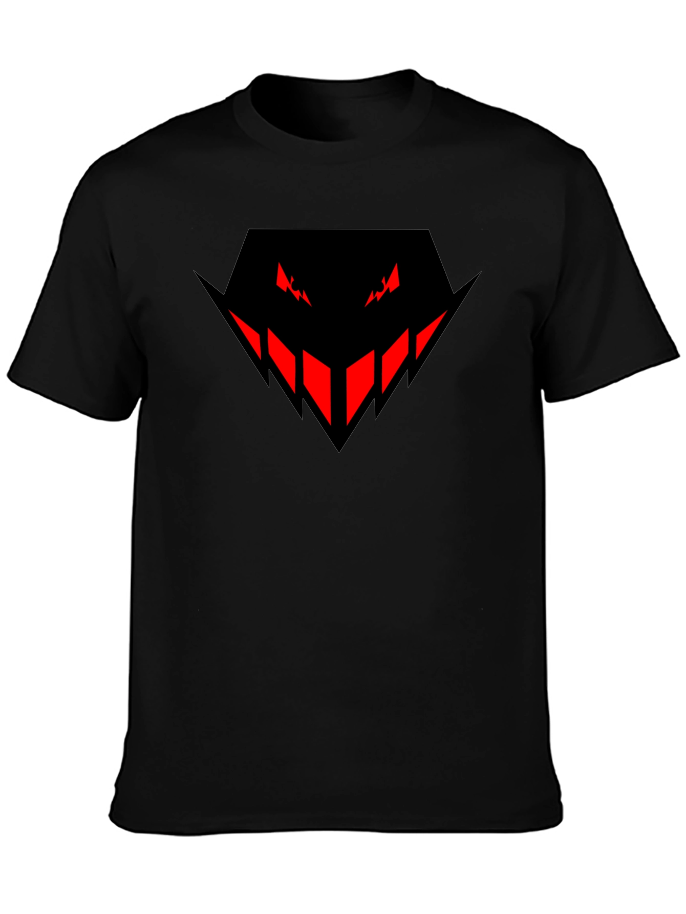 Mens Black T-Shirt with Red Evil Face Design