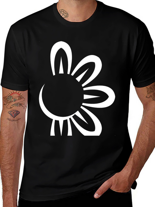 Black T-Shirt with Bold Floral Graphic