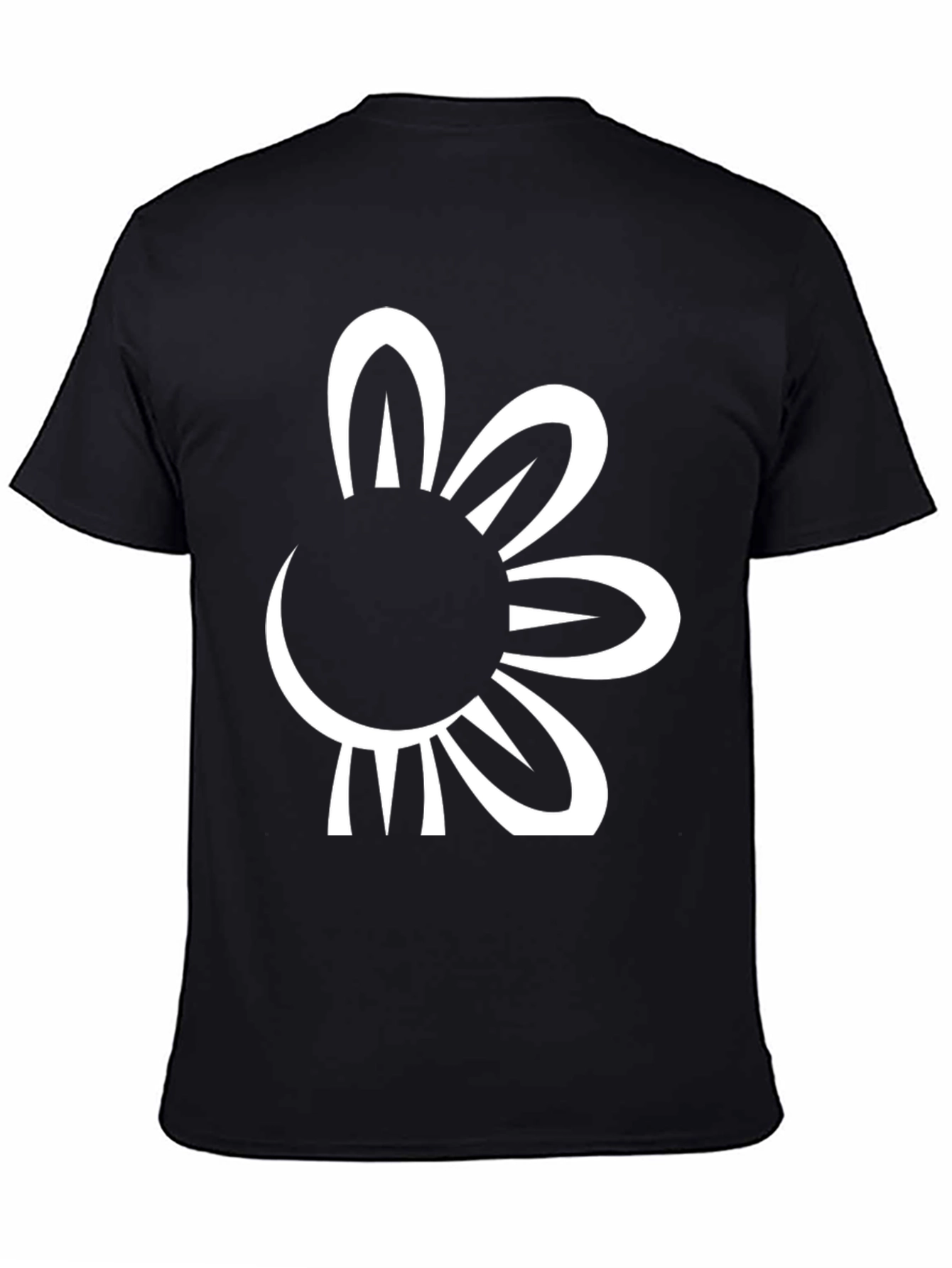 Black T-Shirt with Bold Floral Graphic