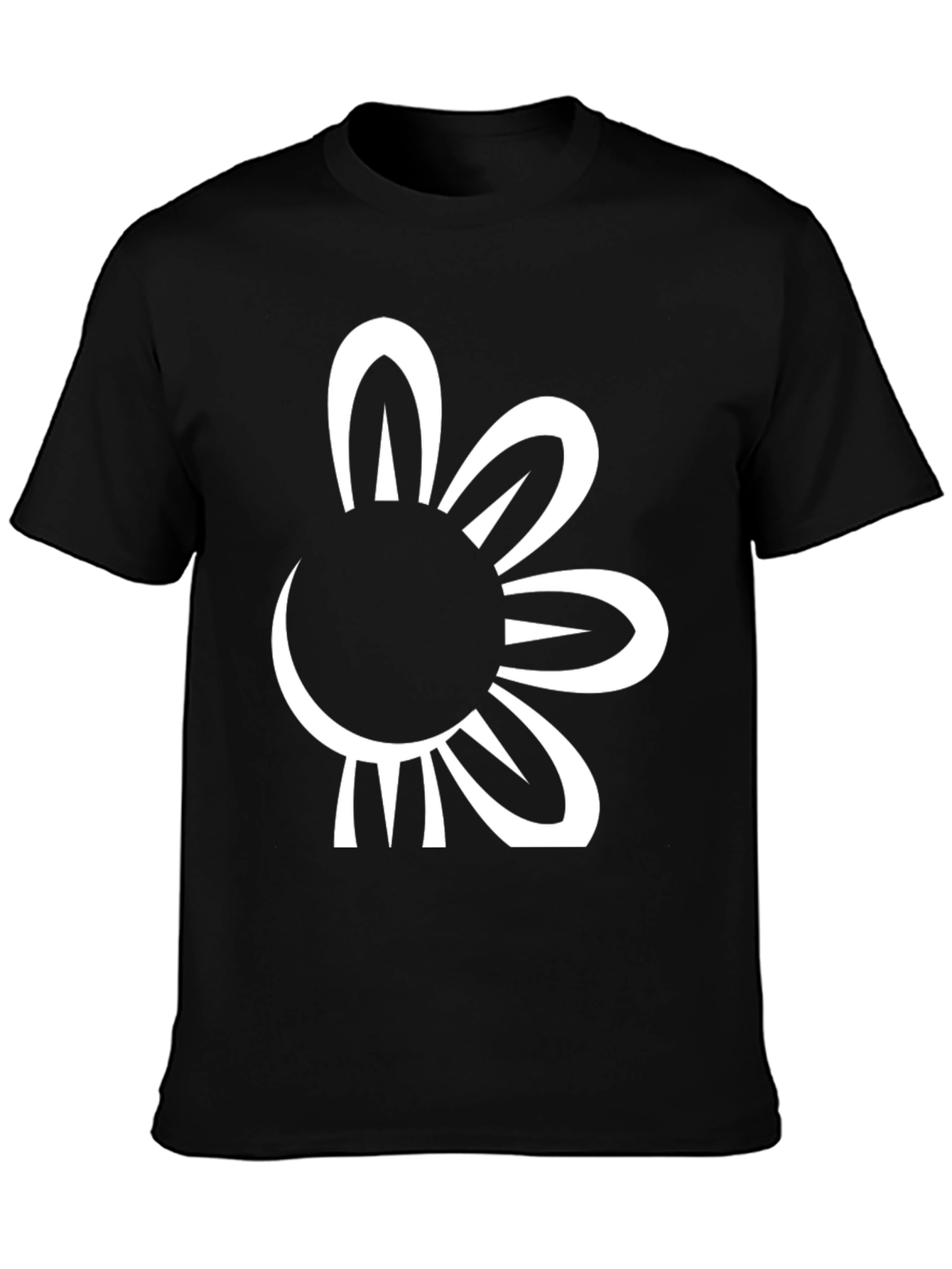 Black T-Shirt with Bold Floral Graphic