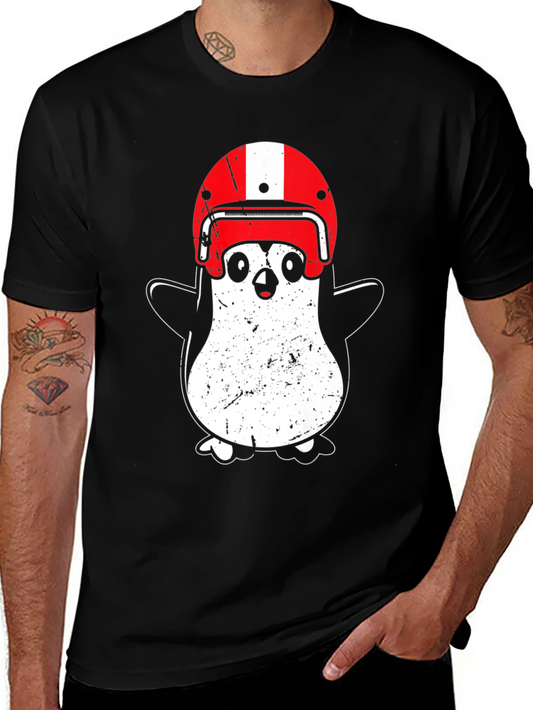 Penguin Helmet T-Shirt - Black Cotton Graphic Tee