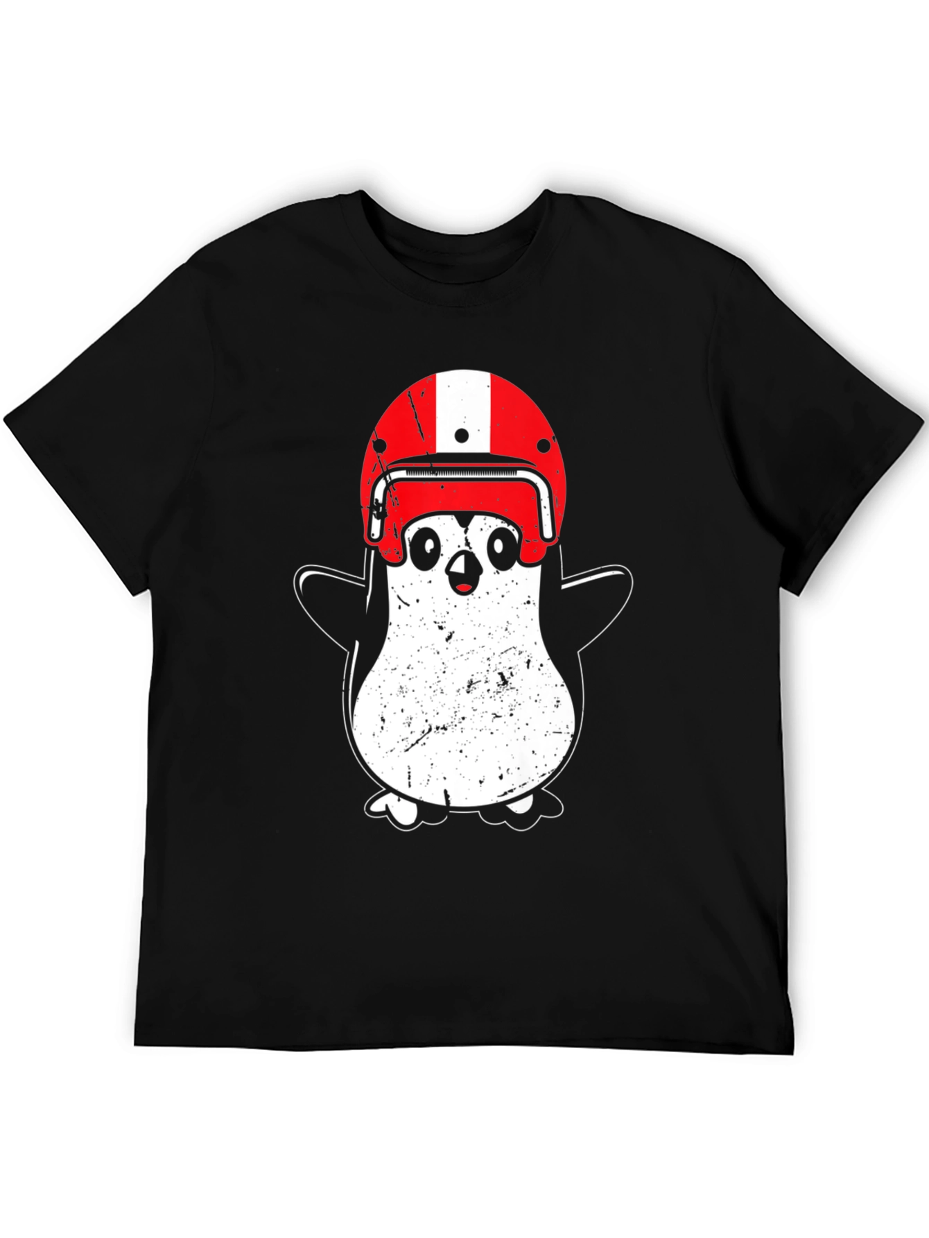 Penguin Helmet T-Shirt - Black Cotton Graphic Tee