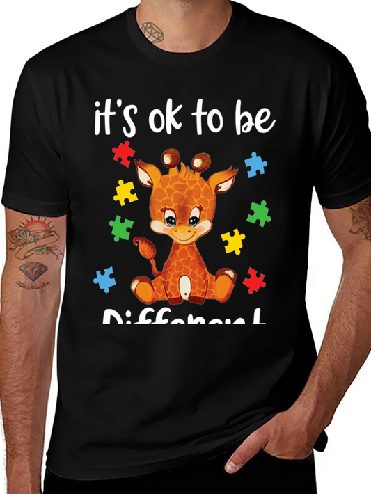 Autism Awareness Giraffe T-Shirt - Its OK to be Different