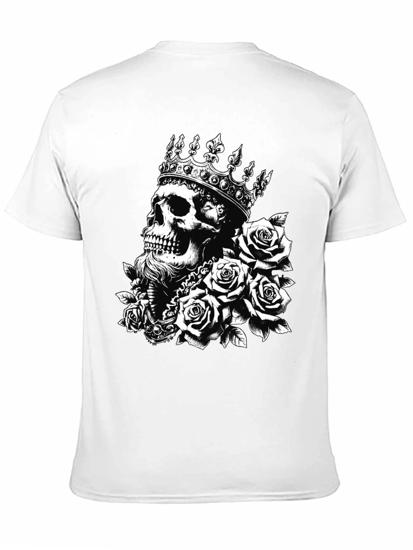 Skull King Roses Graphic Tee - Black Cotton T-Shirt
