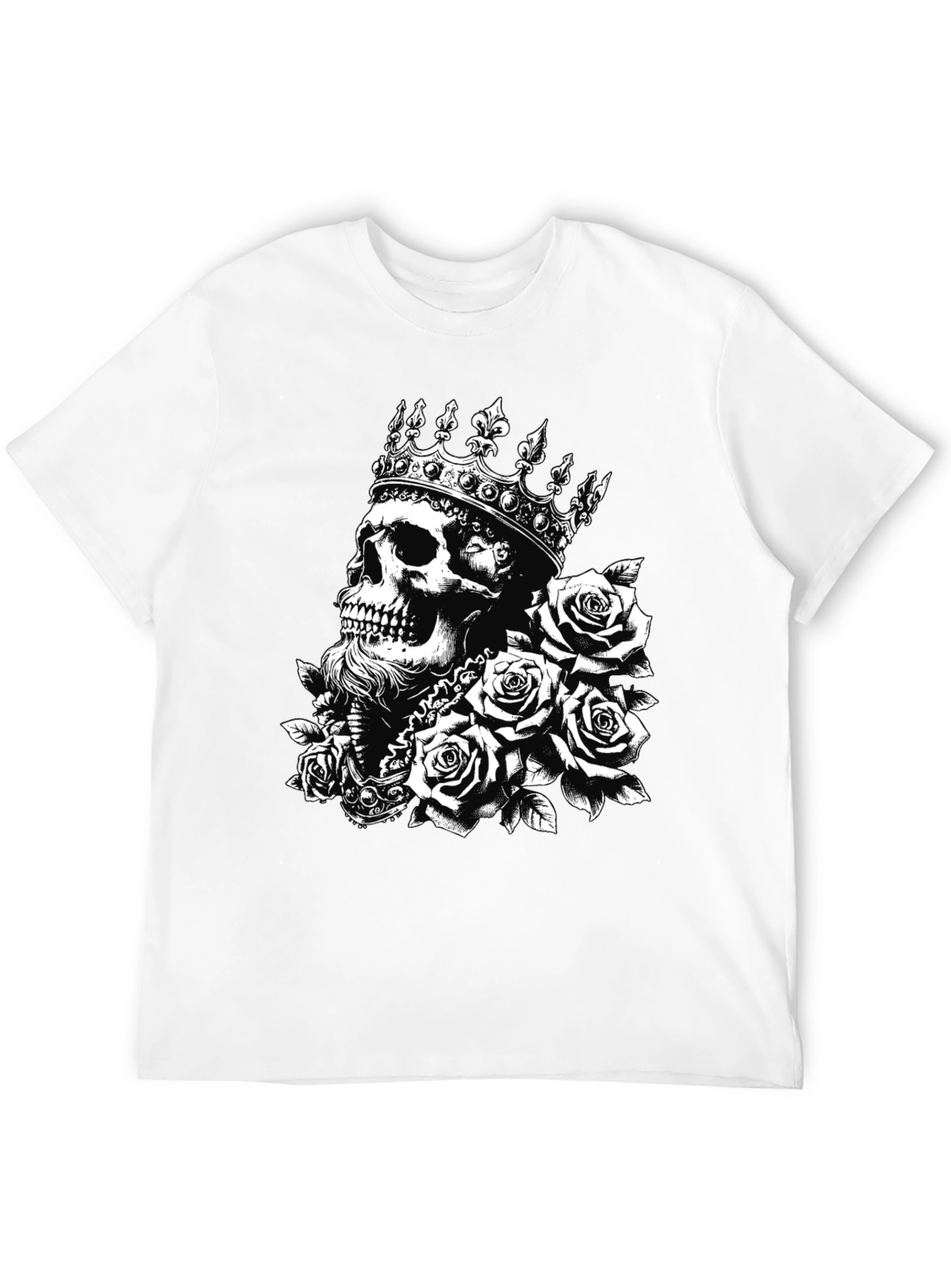 Skull King Roses Graphic Tee - Black Cotton T-Shirt