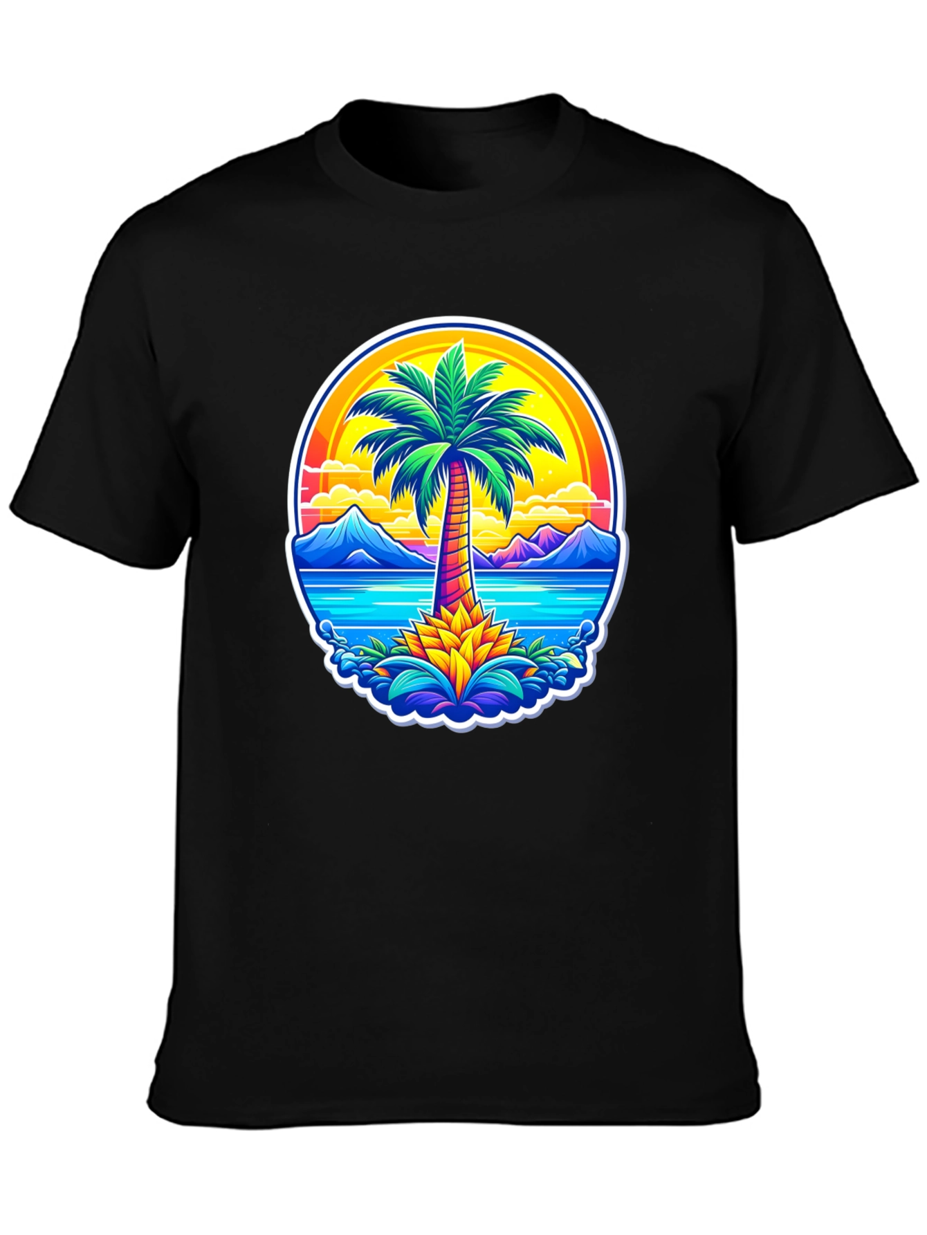 Palm Tree Island Graphic Tee - Tropical Vibe Shirt