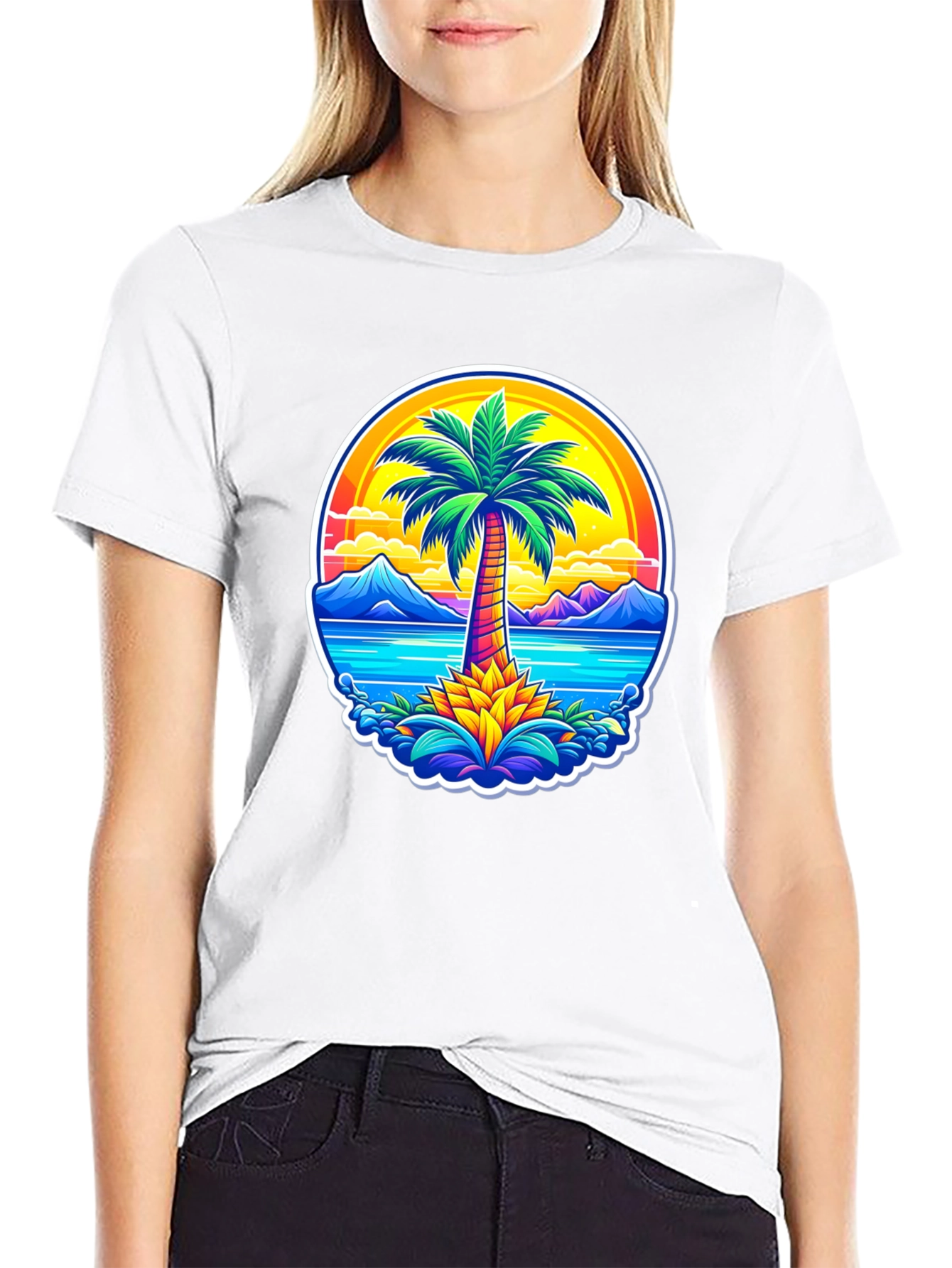 Palm Tree Island Graphic Tee - Tropical Vibe Shirt