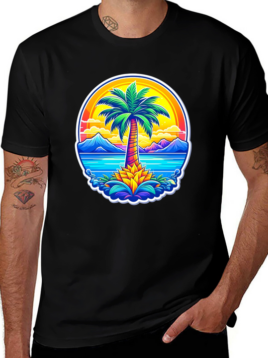 Palm Tree Island Graphic Tee - Tropical Vibe Shirt
