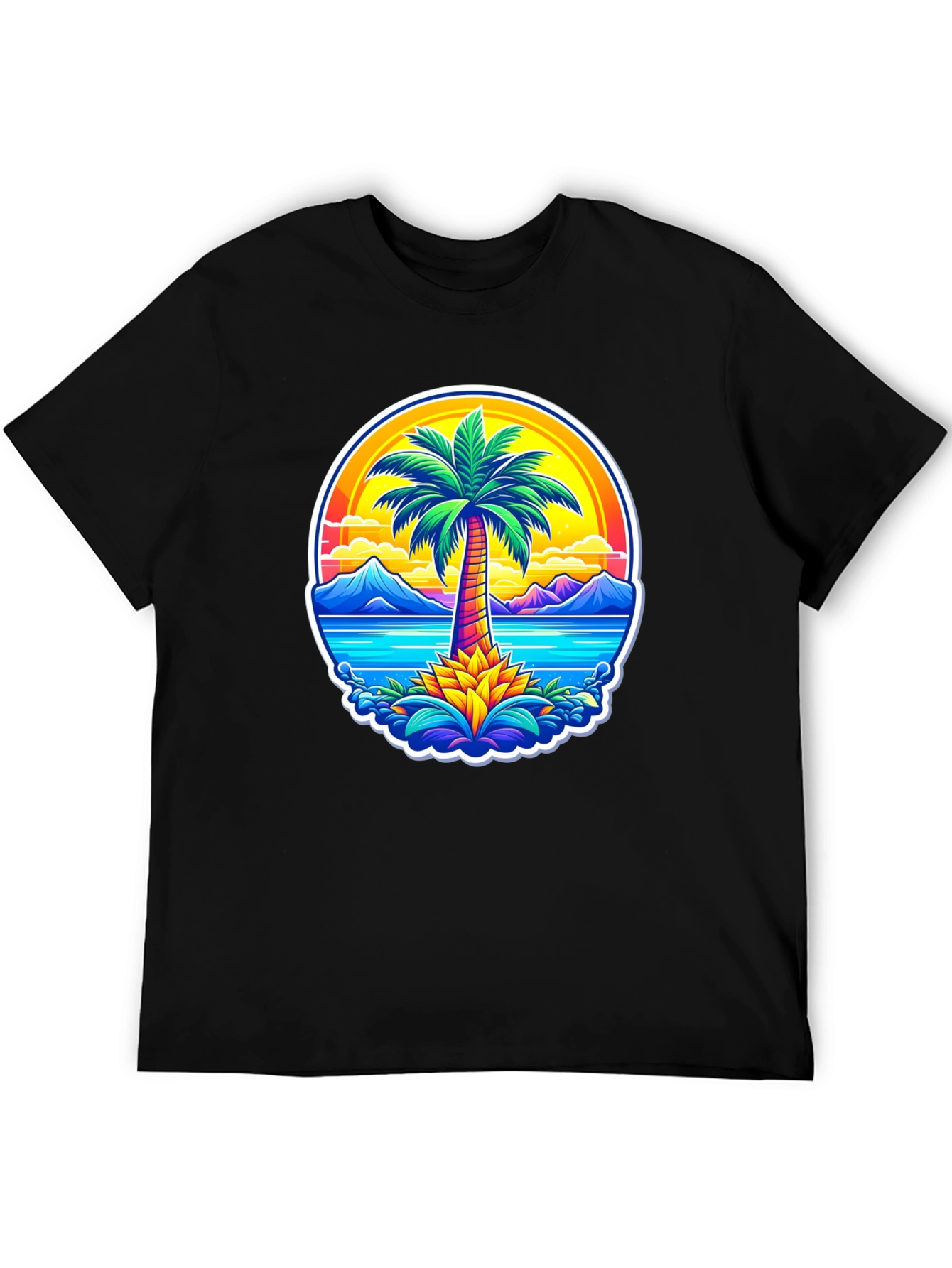 Palm Tree Island Graphic Tee - Tropical Vibe Shirt