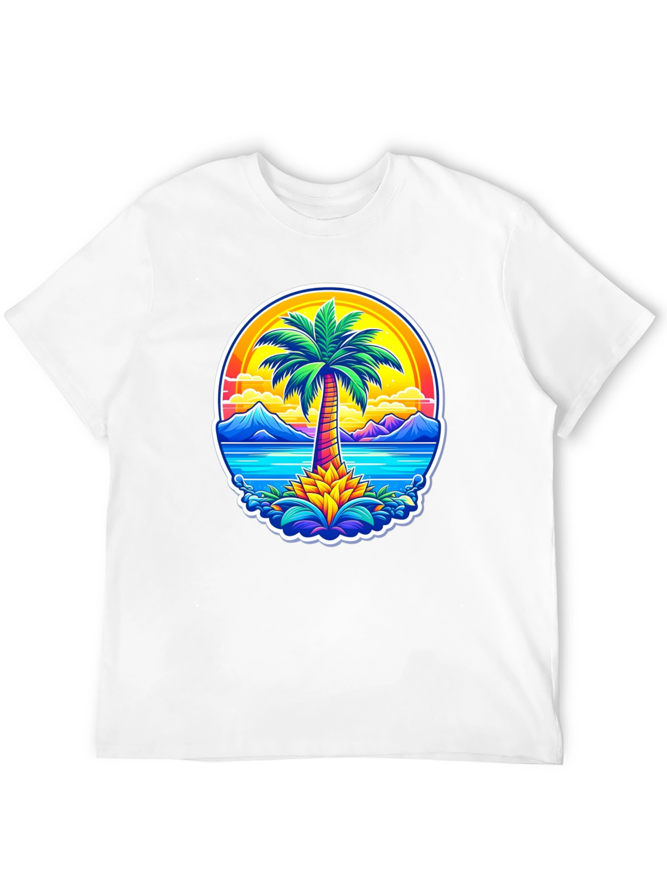 Palm Tree Island Graphic Tee - Tropical Vibe Shirt
