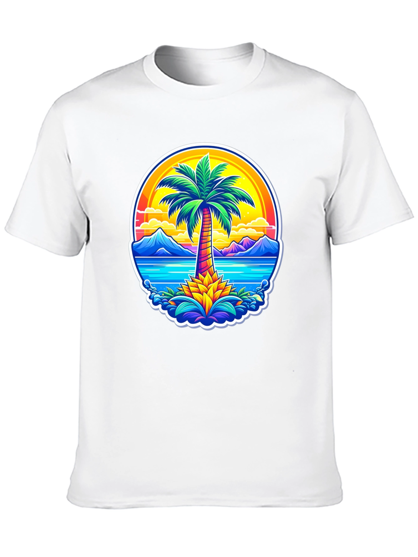 Palm Tree Island Graphic Tee - Tropical Vibe Shirt