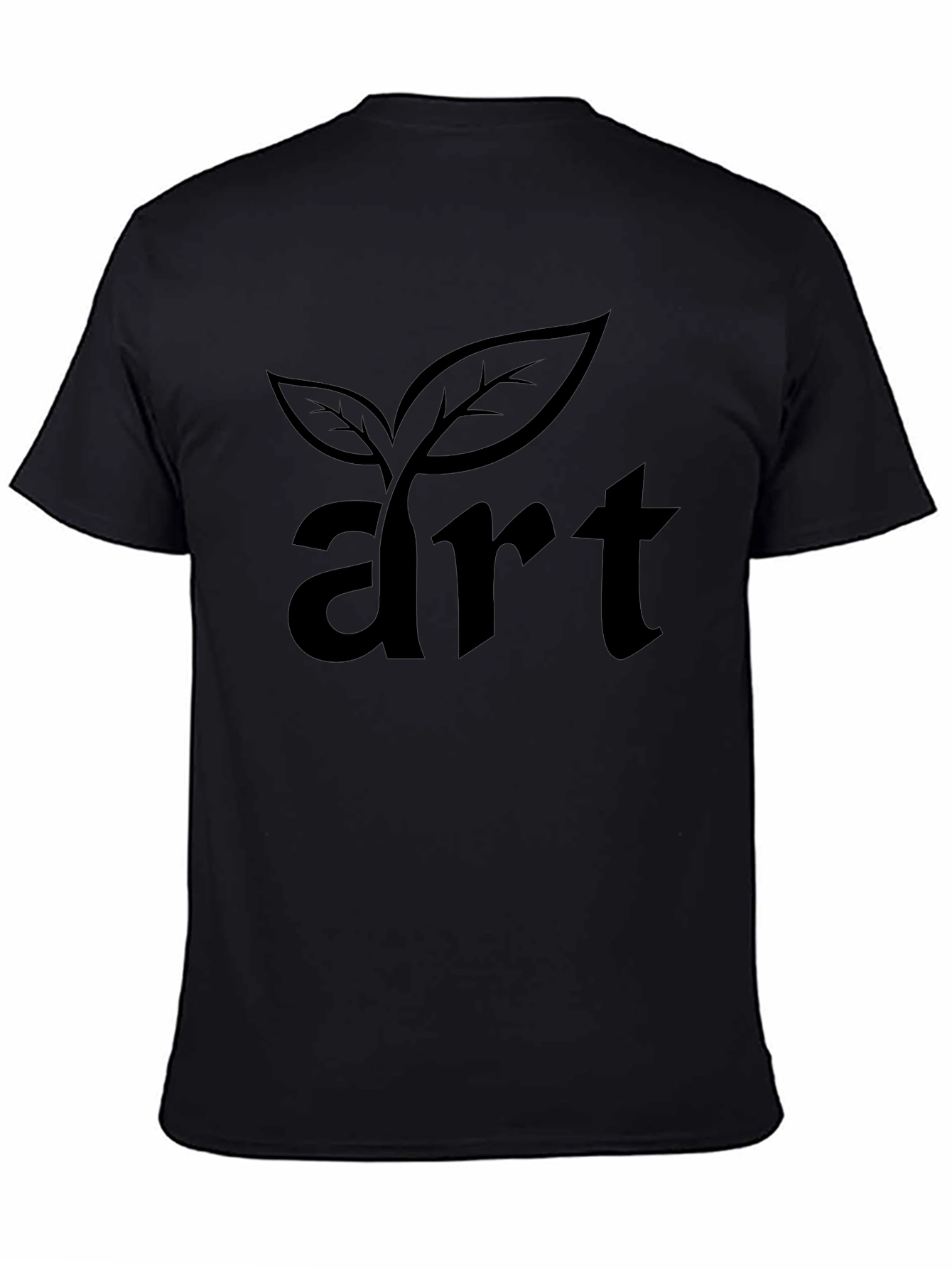 Art Plant Graphic Tee - Black Cotton Casual Shirt