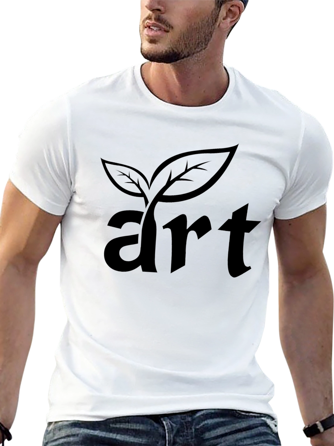 Art Plant Graphic Tee - Black Cotton Casual Shirt