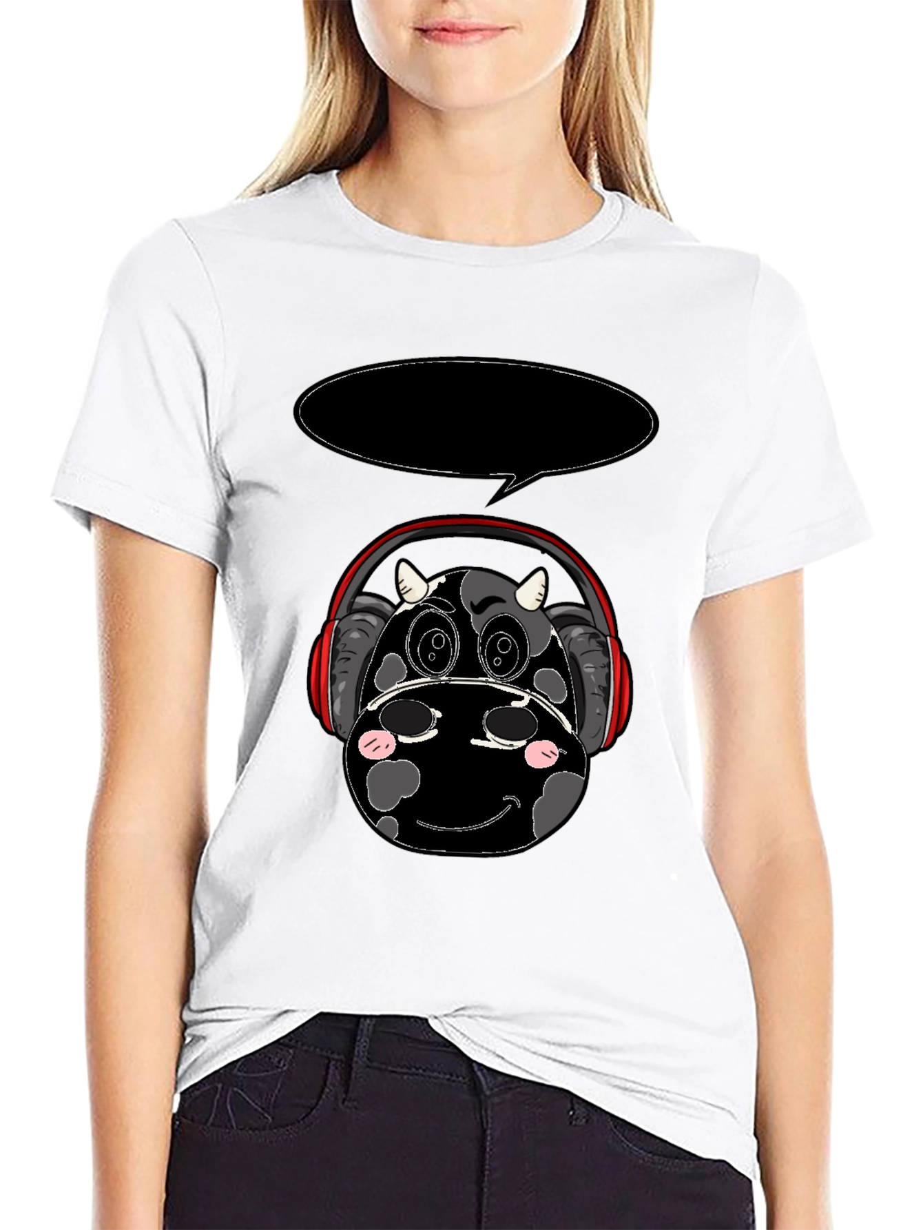 Cow Headphone T-Shirt - Black