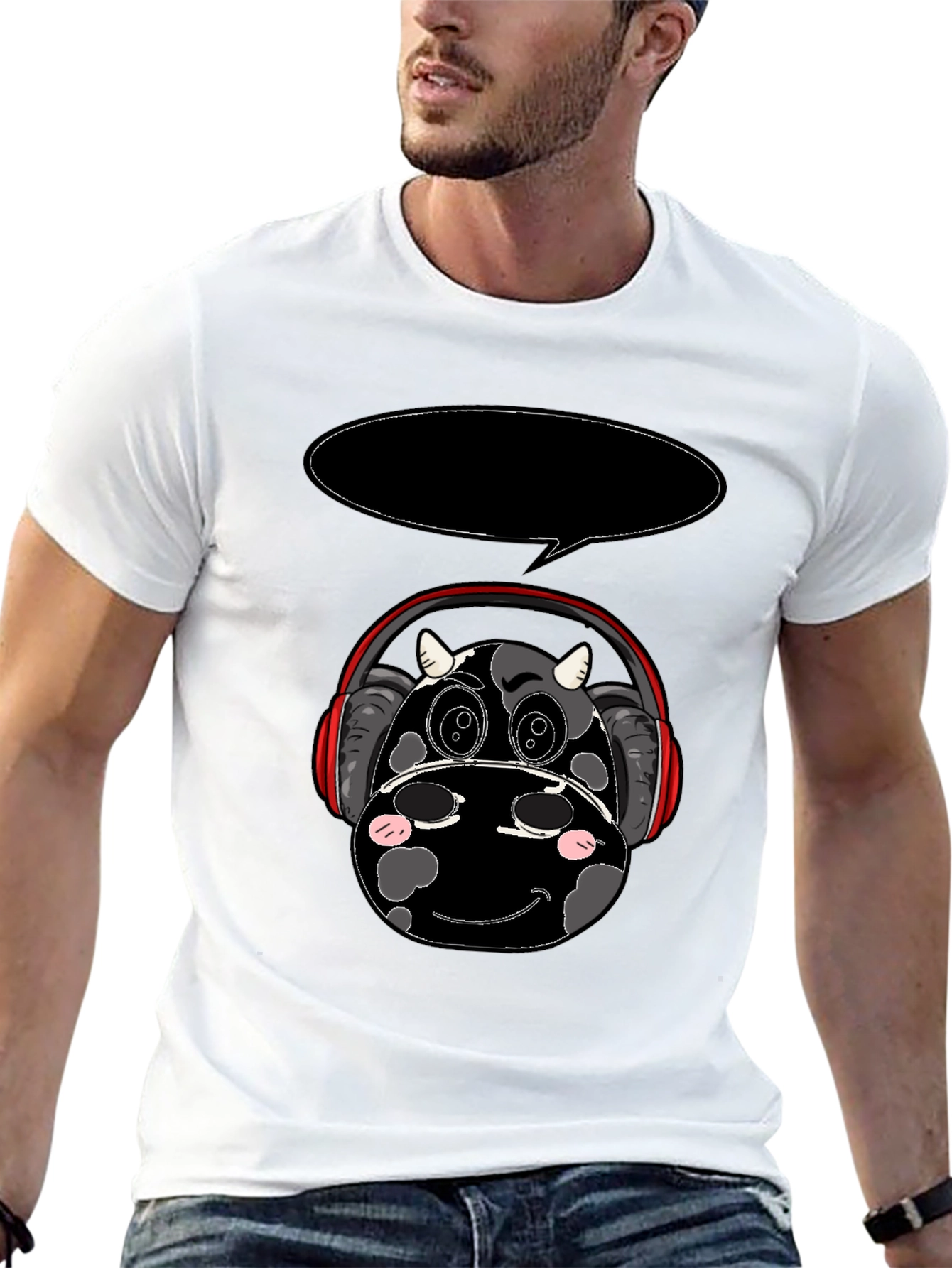 Cow Headphone T-Shirt - Black