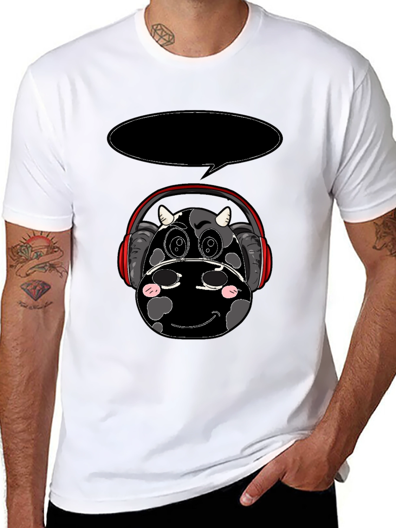 Cow Headphone T-Shirt - Black