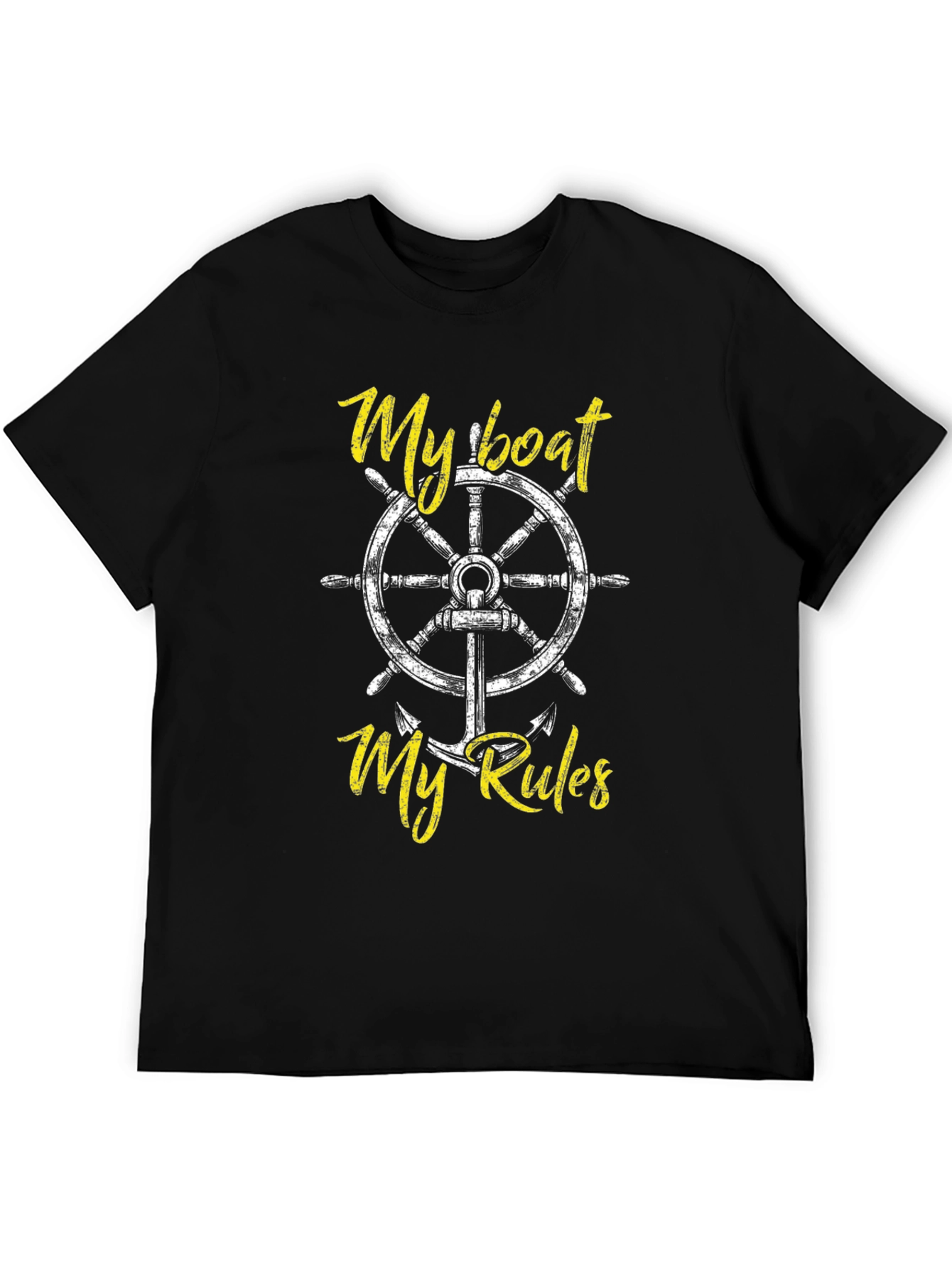 My Boat My Rules Black Cotton T-Shirt