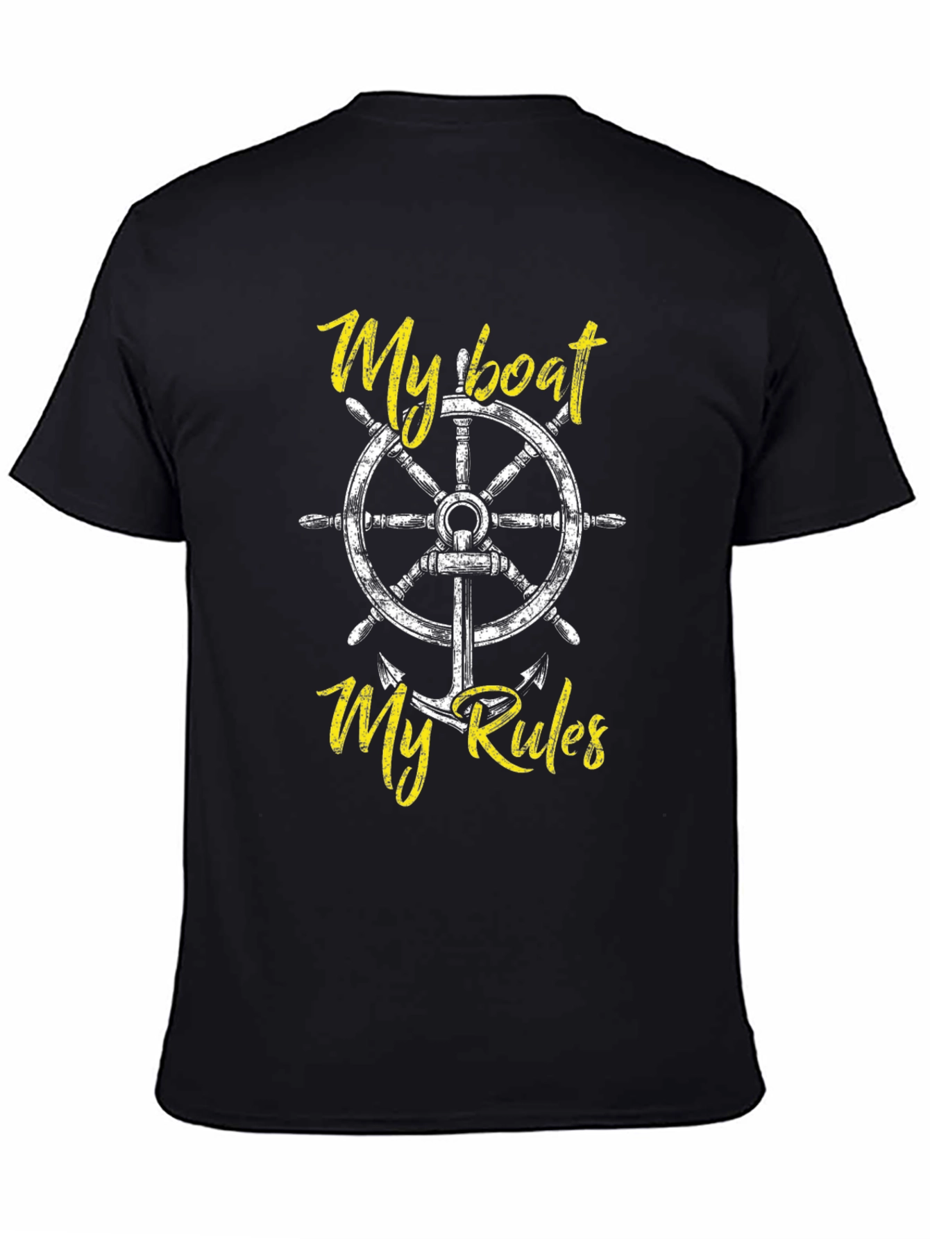 My Boat My Rules Black Cotton T-Shirt