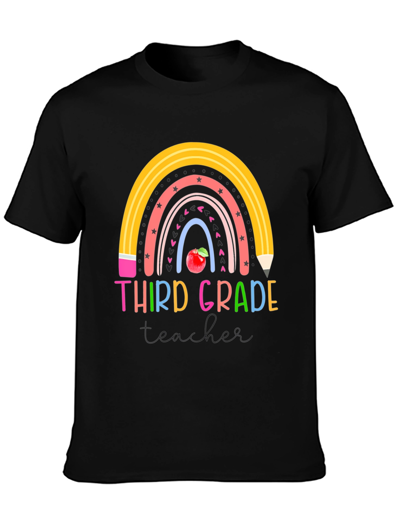 Third Grade Teacher Rainbow Pencil T-Shirt