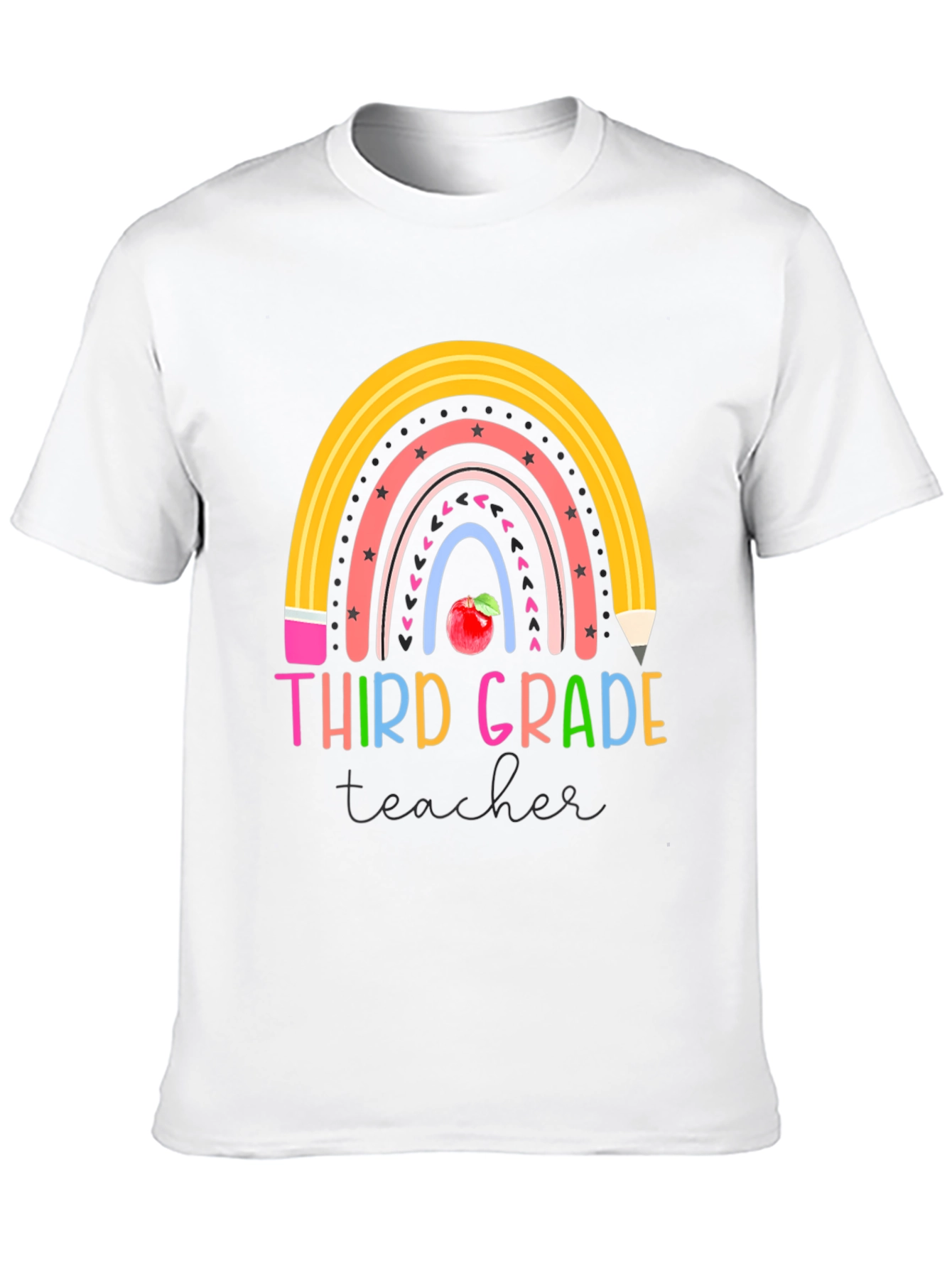 Third Grade Teacher Rainbow Pencil T-Shirt