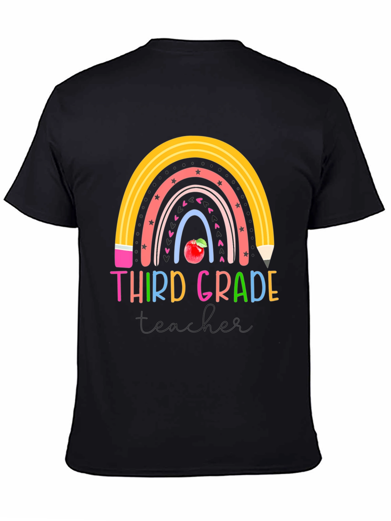 Third Grade Teacher Rainbow Pencil T-Shirt