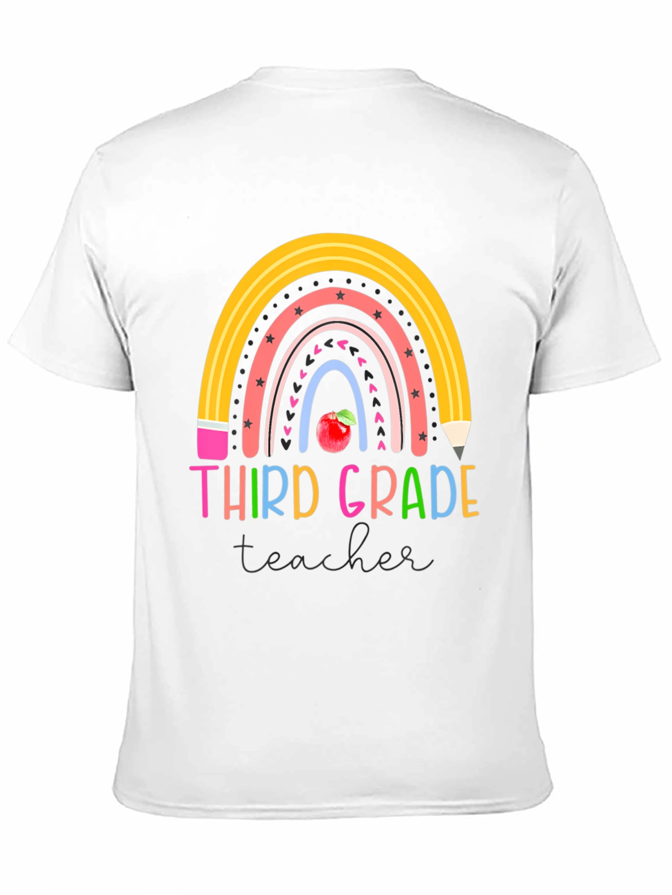Third Grade Teacher Rainbow Pencil T-Shirt