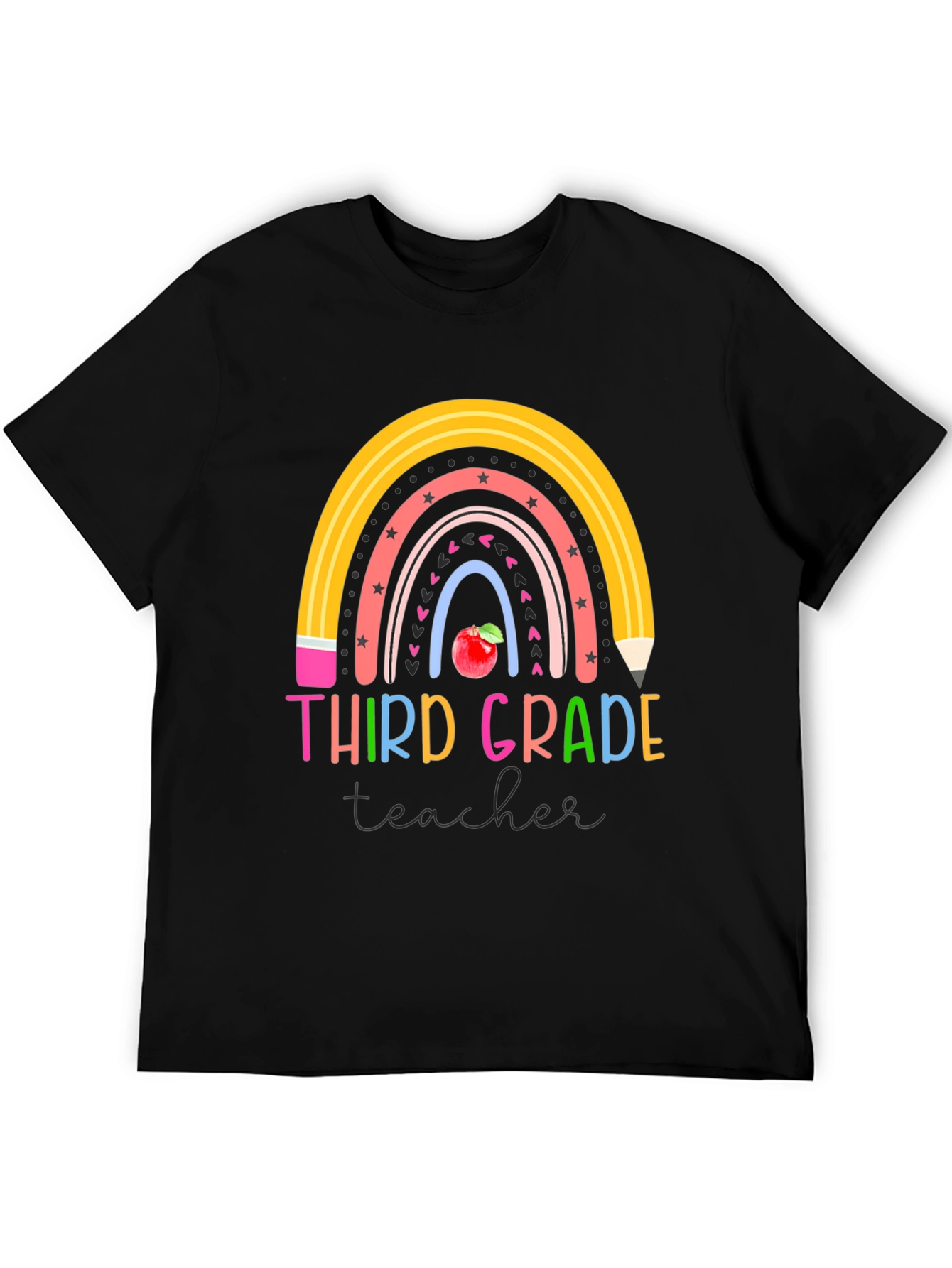 Third Grade Teacher Rainbow Pencil T-Shirt