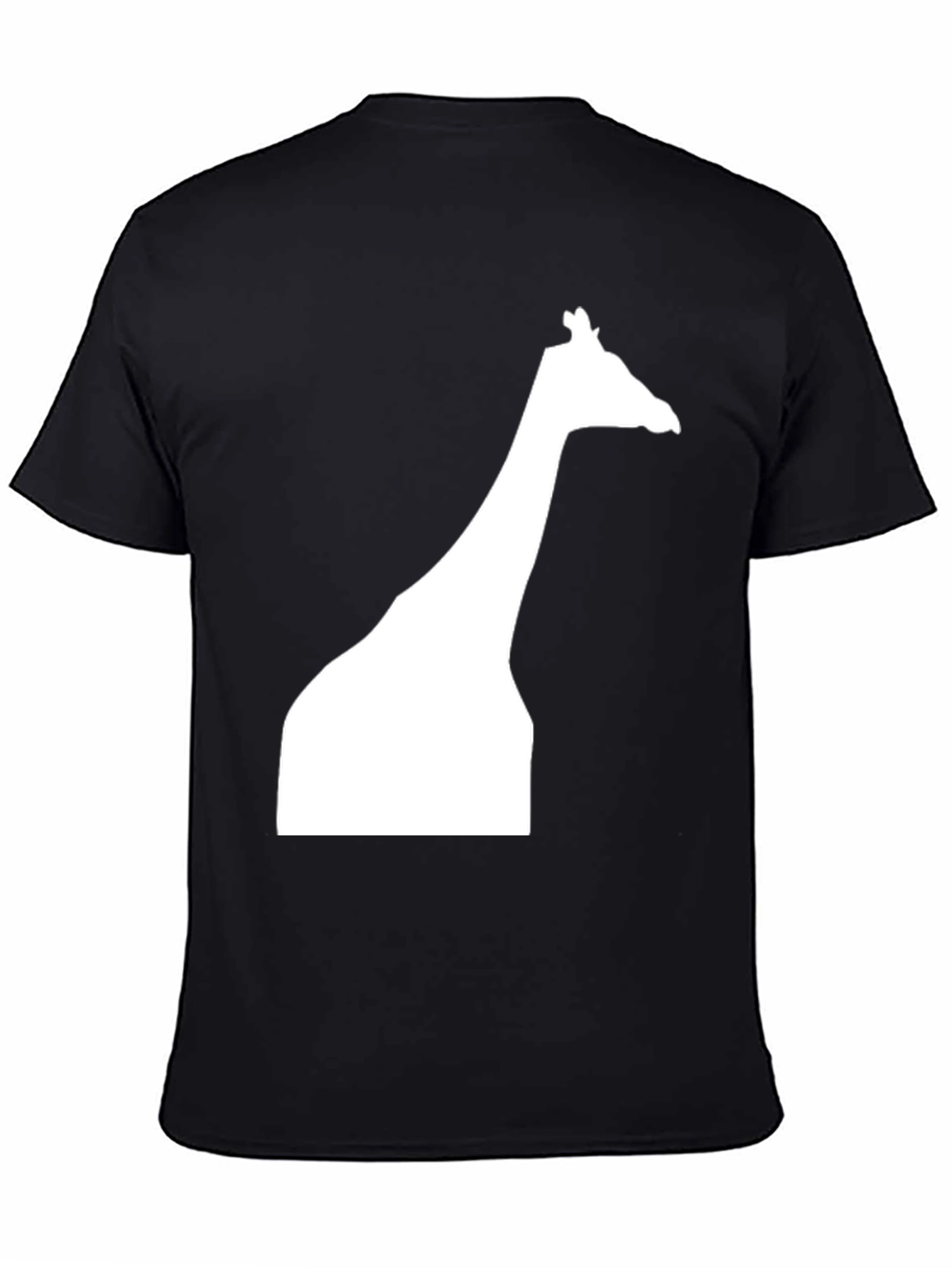 Giraffe Silhouette Graphic Tee - Black Cotton Casual Shirt