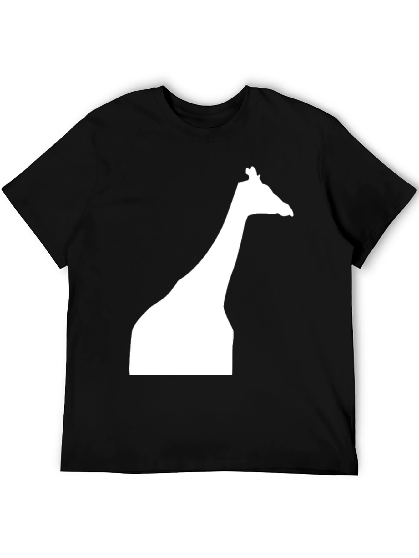 Giraffe Silhouette Graphic Tee - Black Cotton Casual Shirt