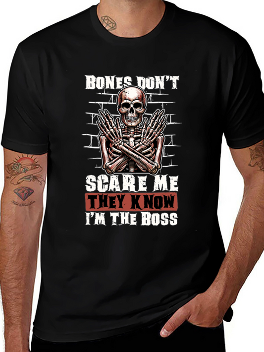 Bones Dont Scare Me Skeleton Graphic Tee