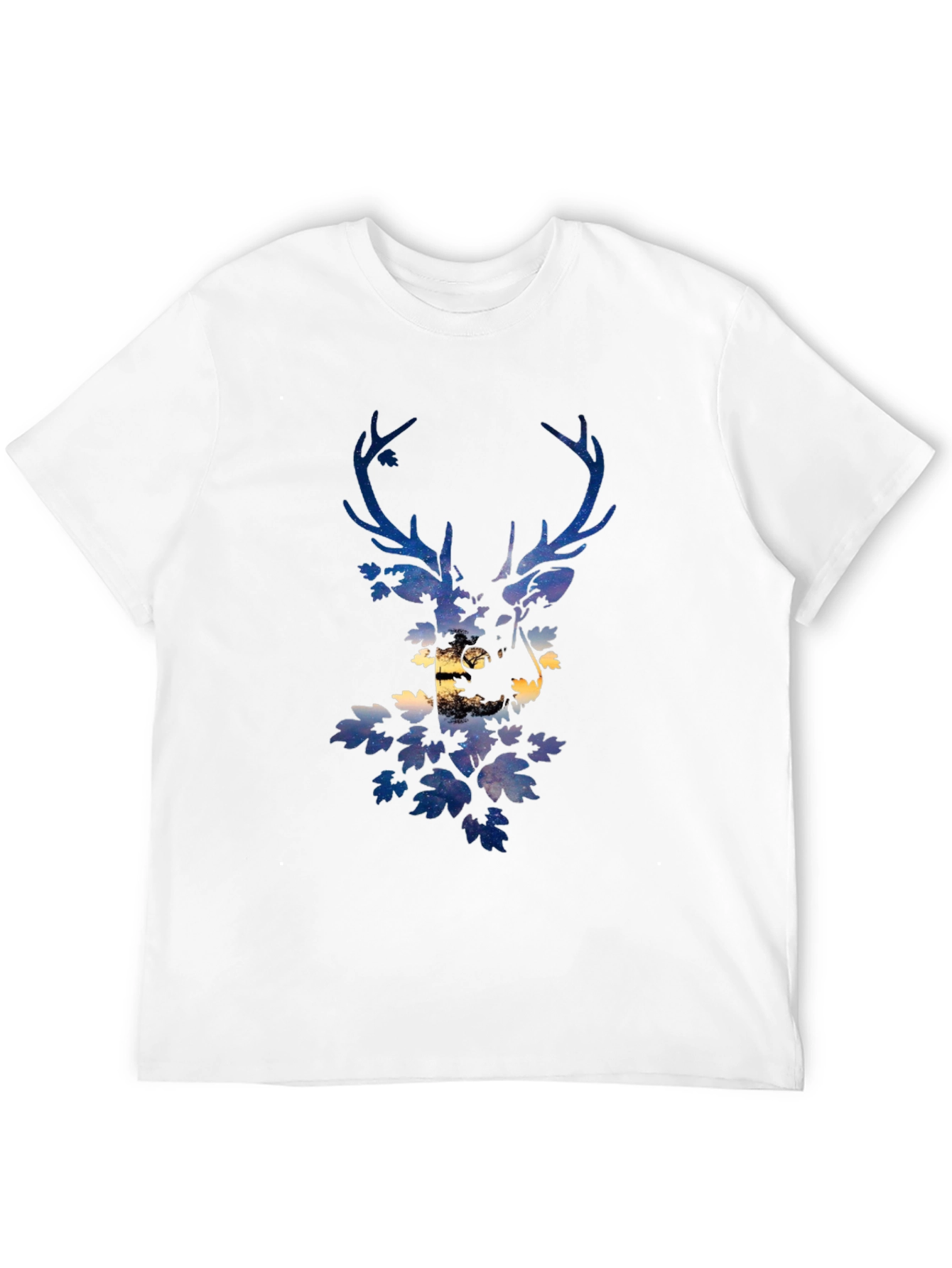 Deer Silhouette Graphic Print Black T-Shirt