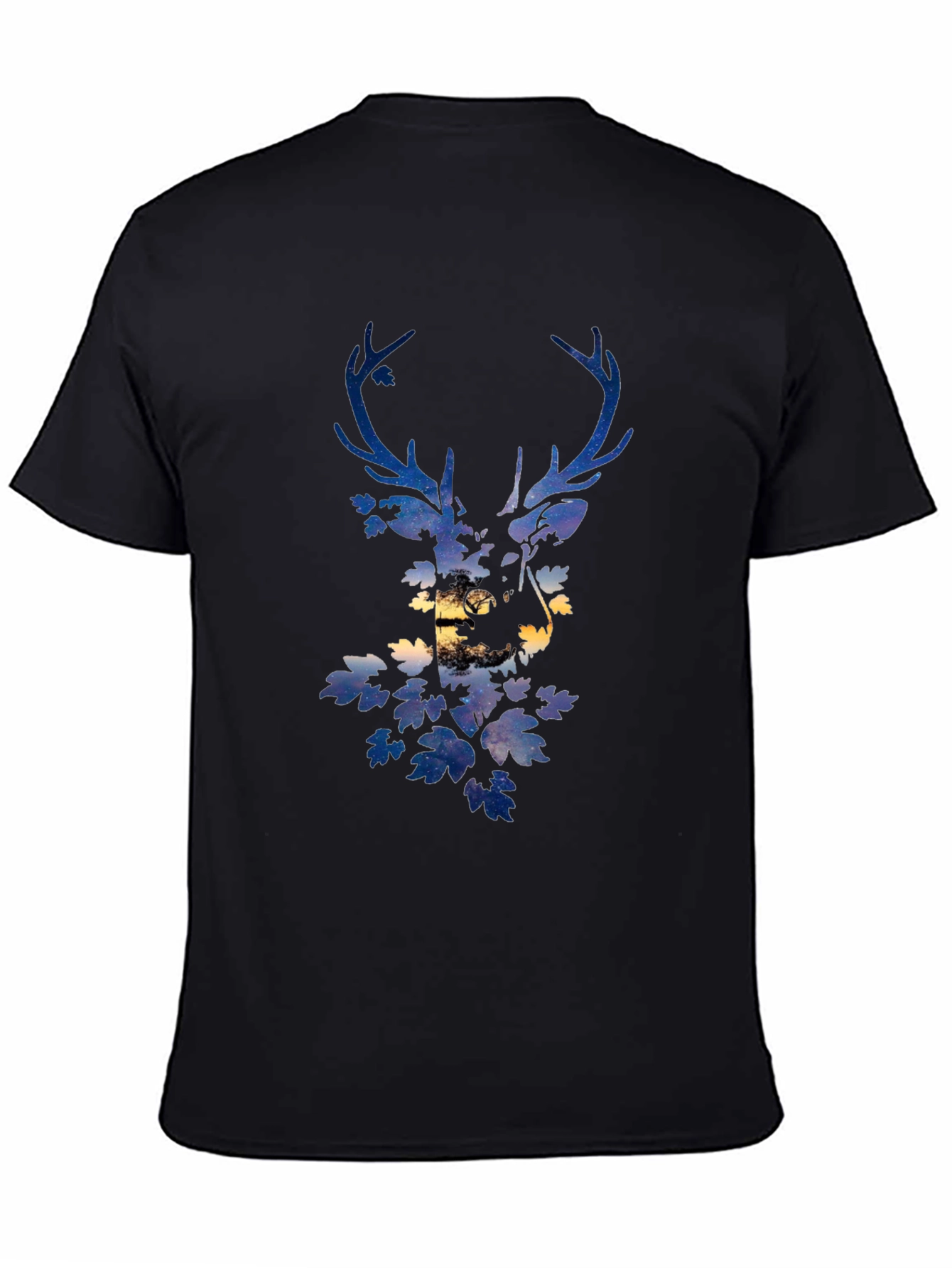 Deer Silhouette Graphic Print Black T-Shirt