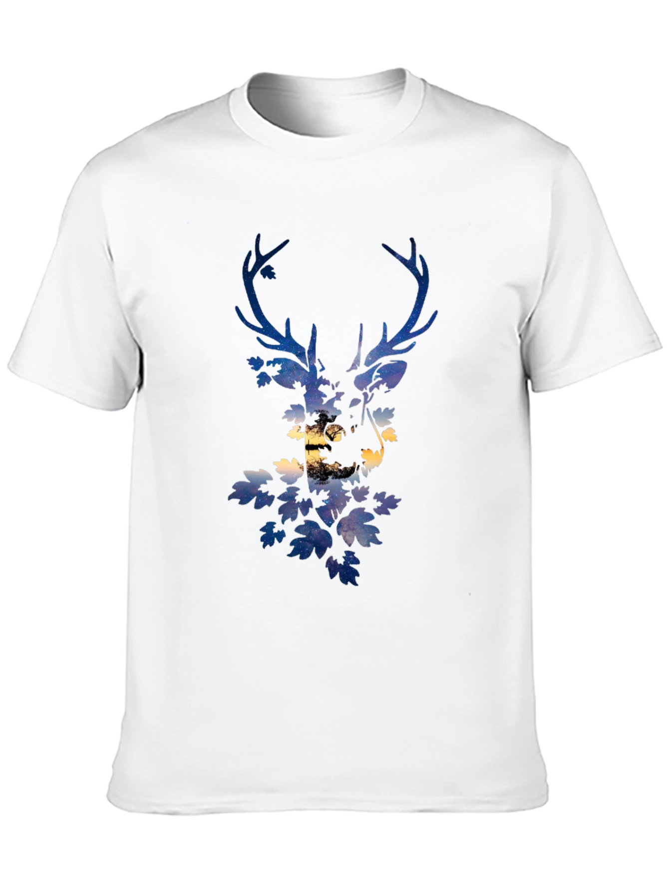 Deer Silhouette Graphic Print Black T-Shirt